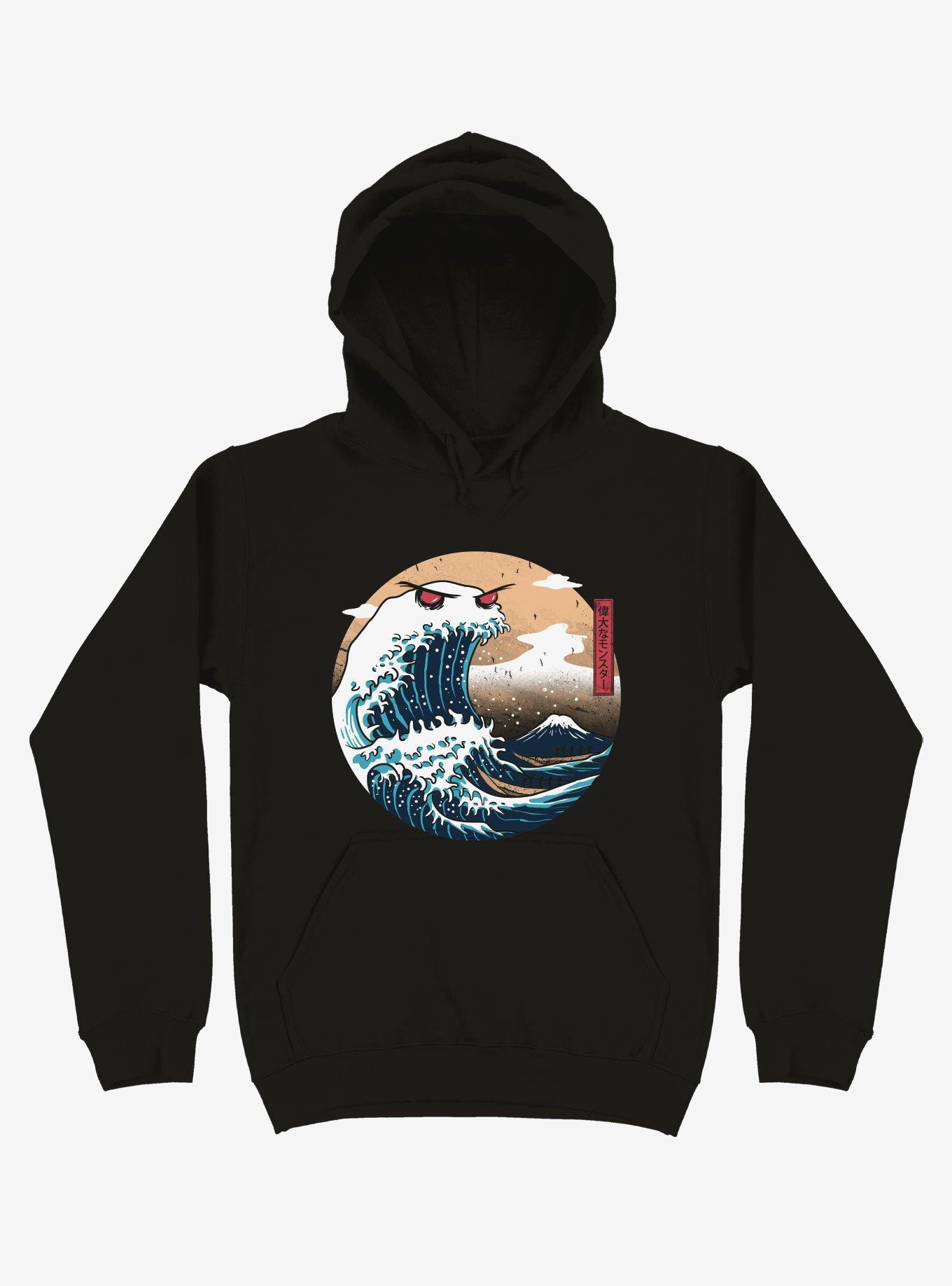 The Great Monster Off Kanagawa Black Hoodie, BLACK, hi-res