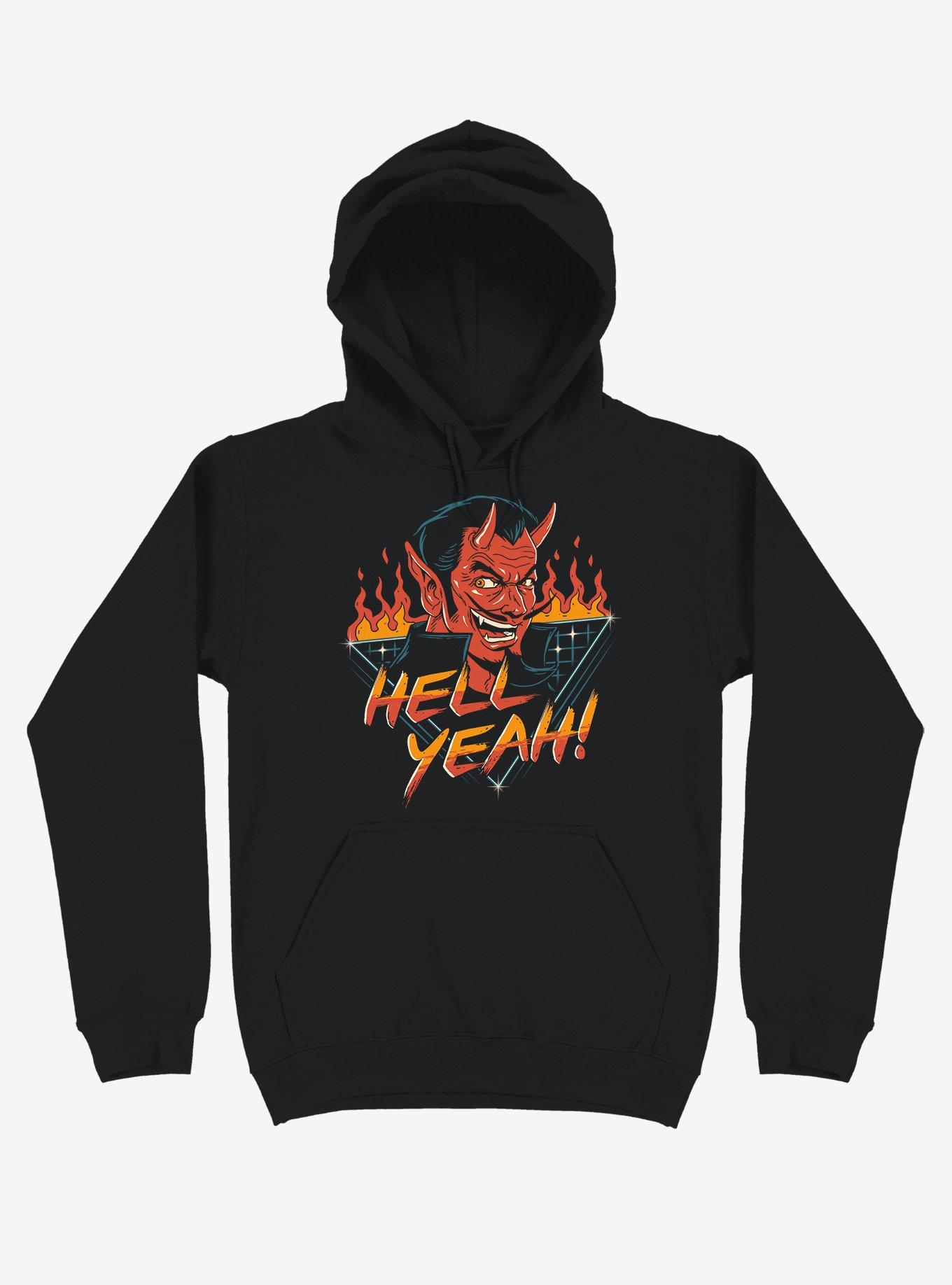 Hell Yeah! Devil Flames Black Hoodie, BLACK, hi-res