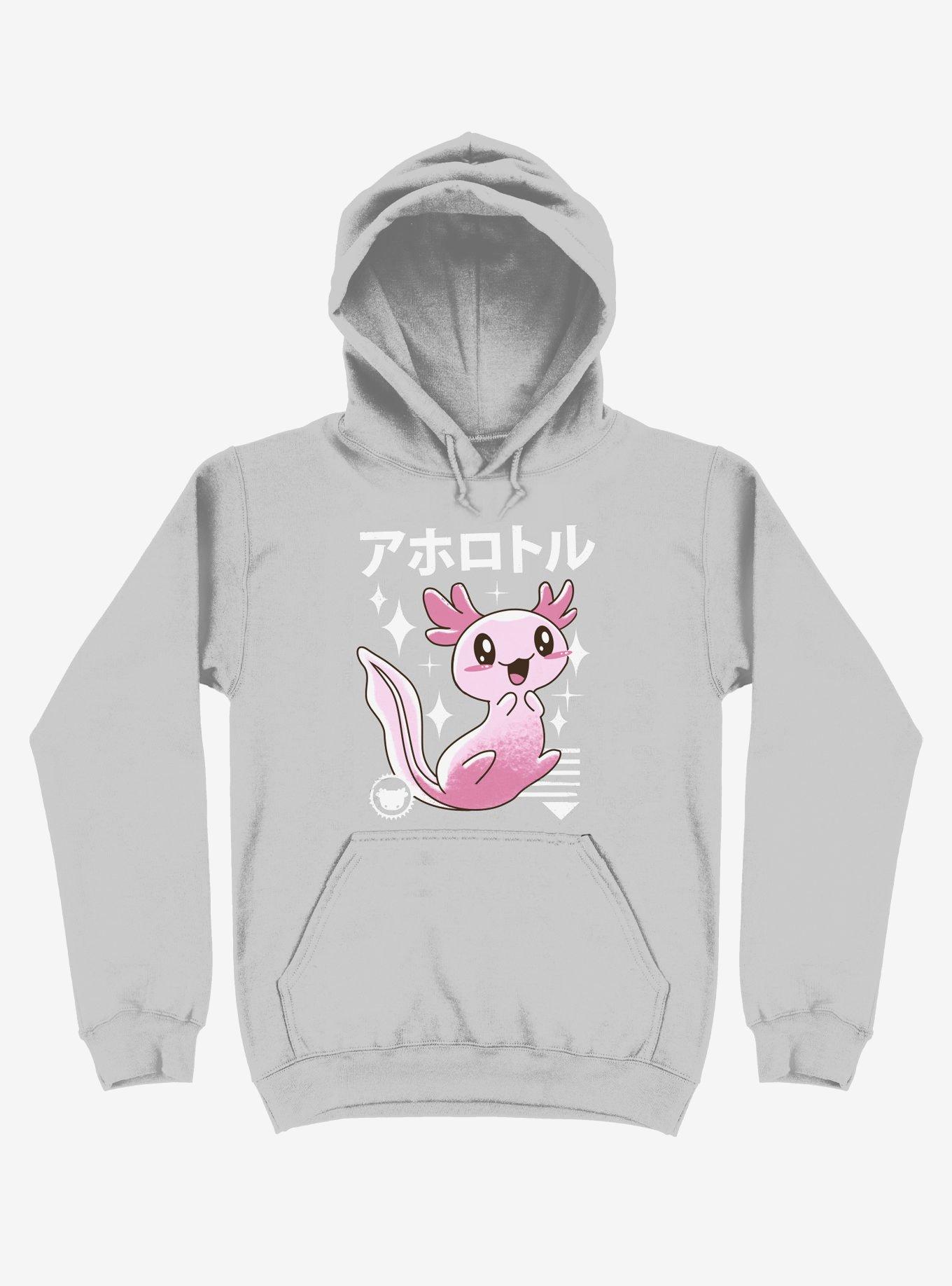 Kawaii Axolotl Silver Hoodie, SILVER, hi-res