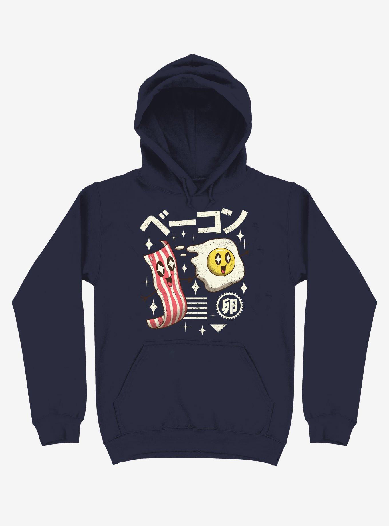 Kawaii Breakfast Navy Blue Hoodie, , hi-res