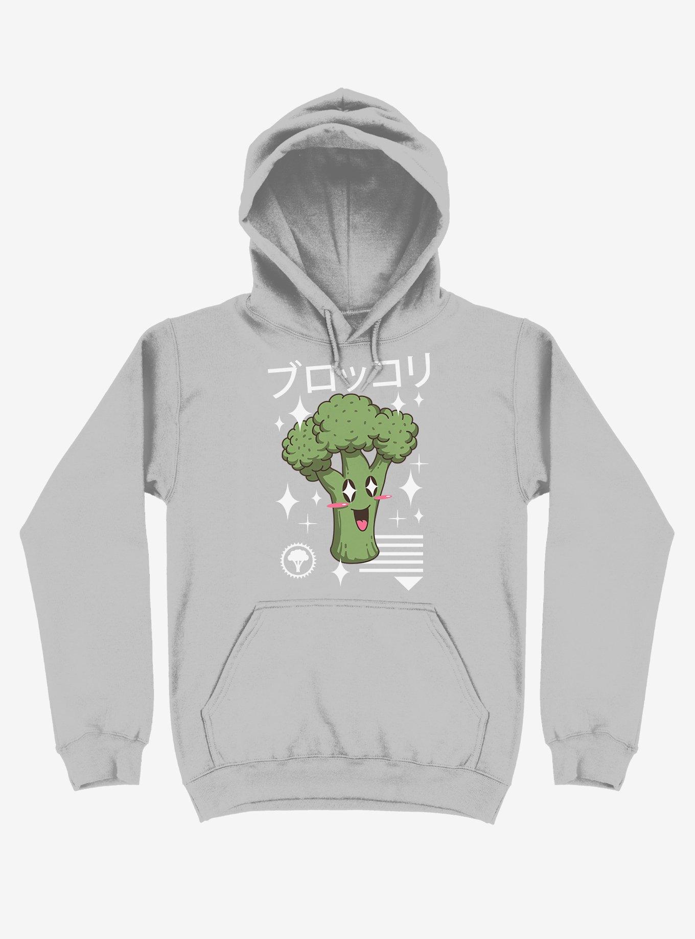 Kawaii Broccoli Silver Hoodie, SILVER, hi-res