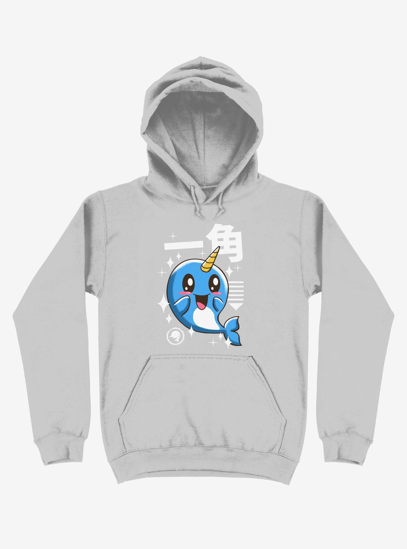 Kawaii Narwhal Silver Hoodie, SILVER, hi-res