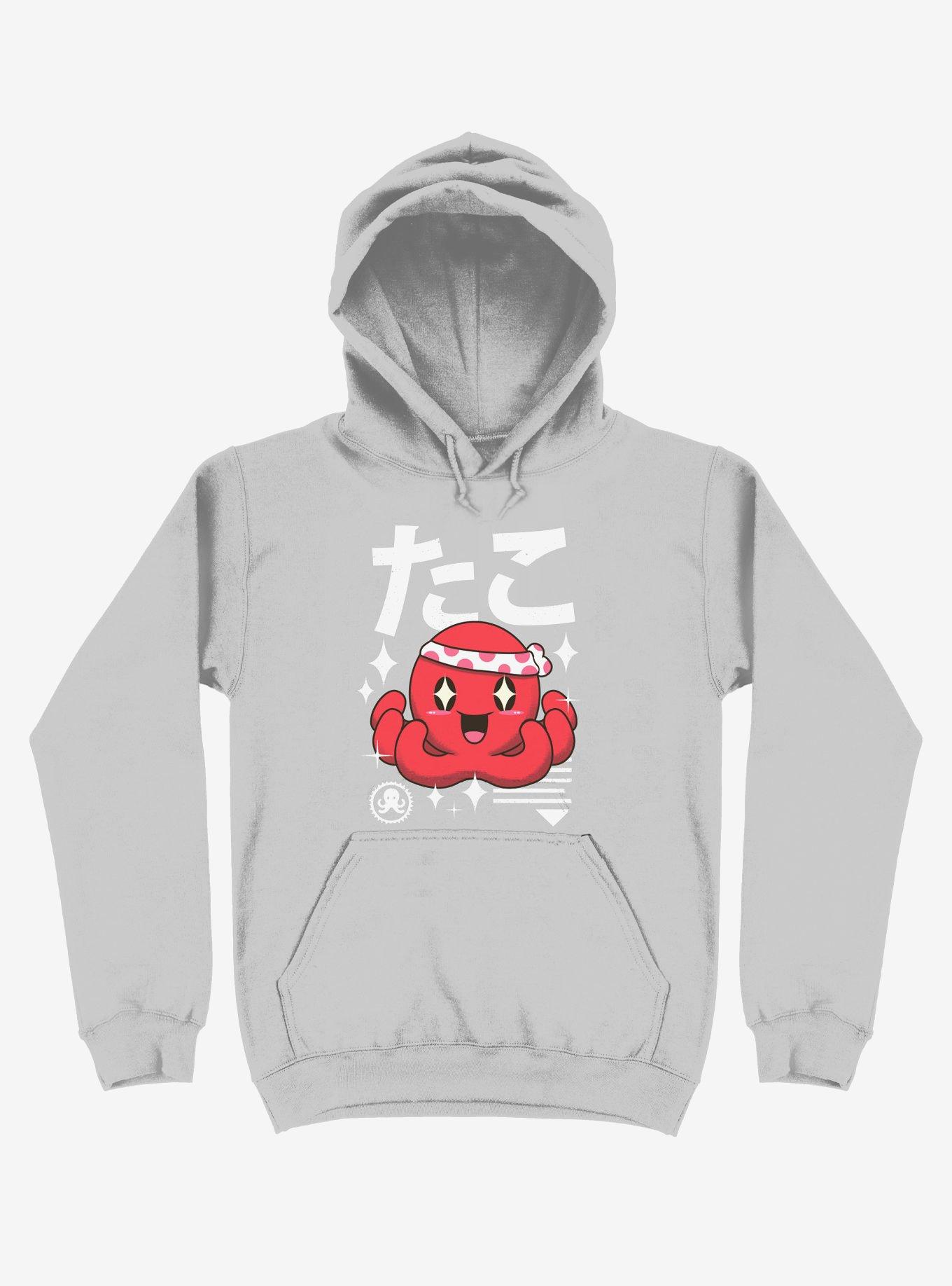 Kawaii Octopus Silver Hoodie, SILVER, hi-res