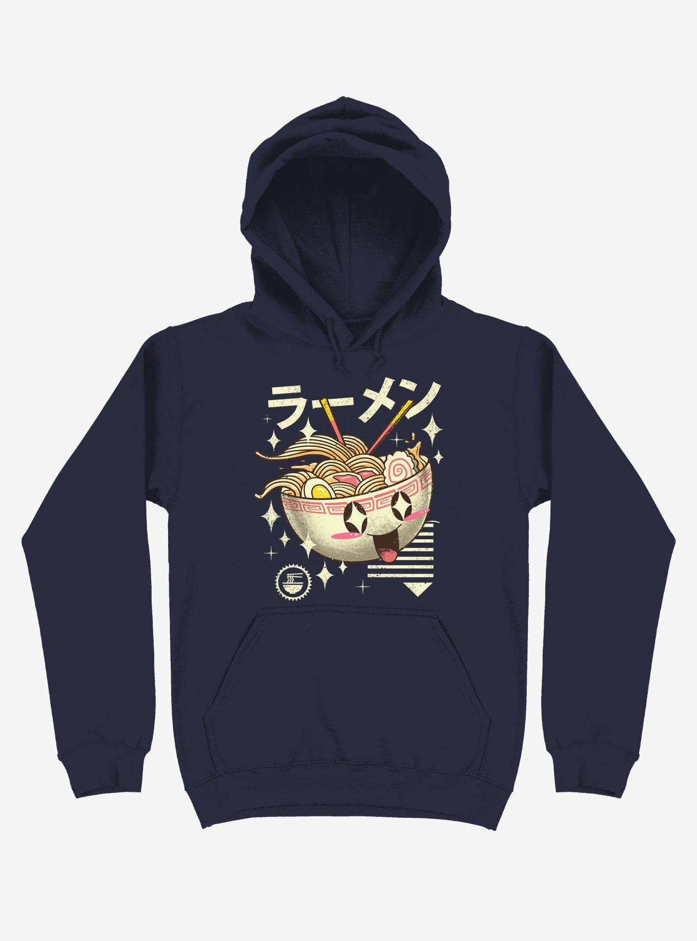 Kawaii Ramen Navy Blue Hoodie, NAVY, hi-res