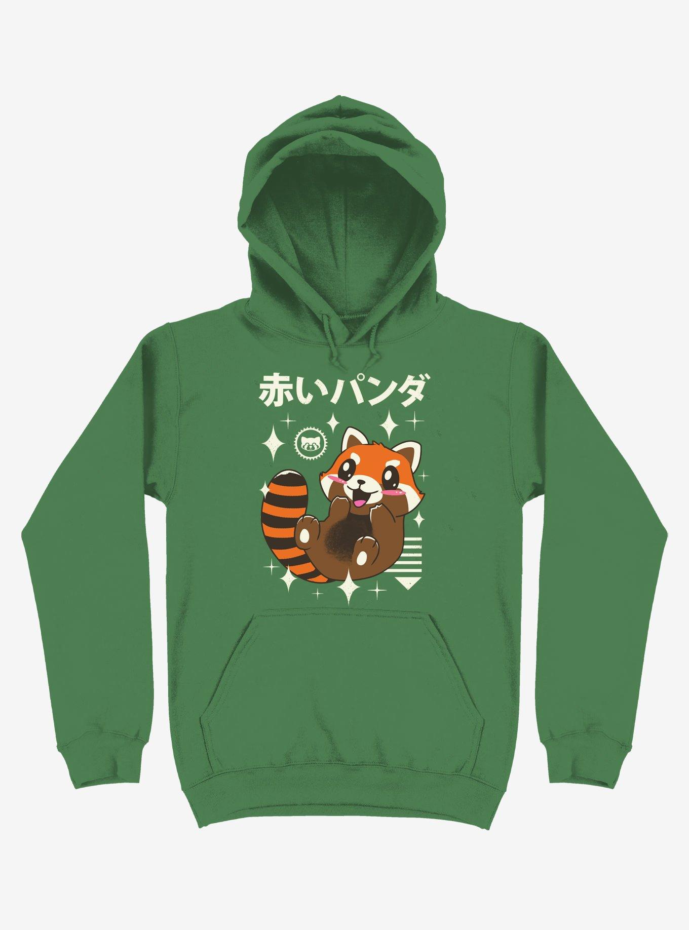 Kawaii Red Panda Kelly Green Hoodie, , hi-res