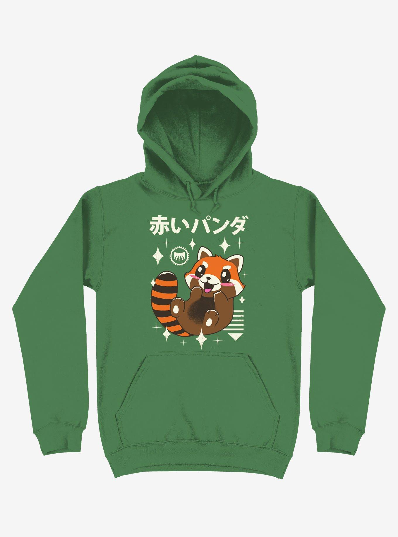 Kawaii Red Panda Kelly Green Hoodie, KELLY GREEN, hi-res