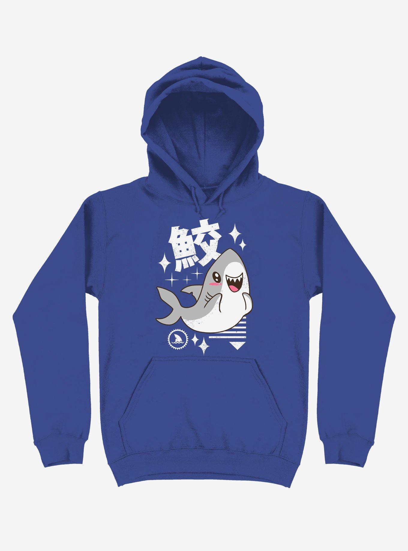 Kawaii Shark Royal Blue Hoodie - BLUE