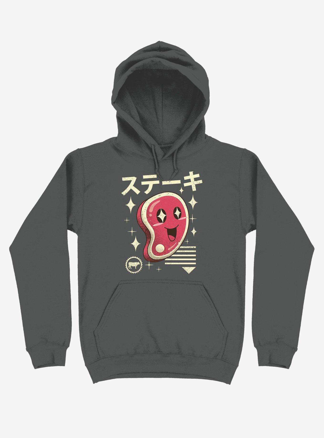 Kawaii Steak Asphalt Grey Hoodie, ASPHALT, hi-res