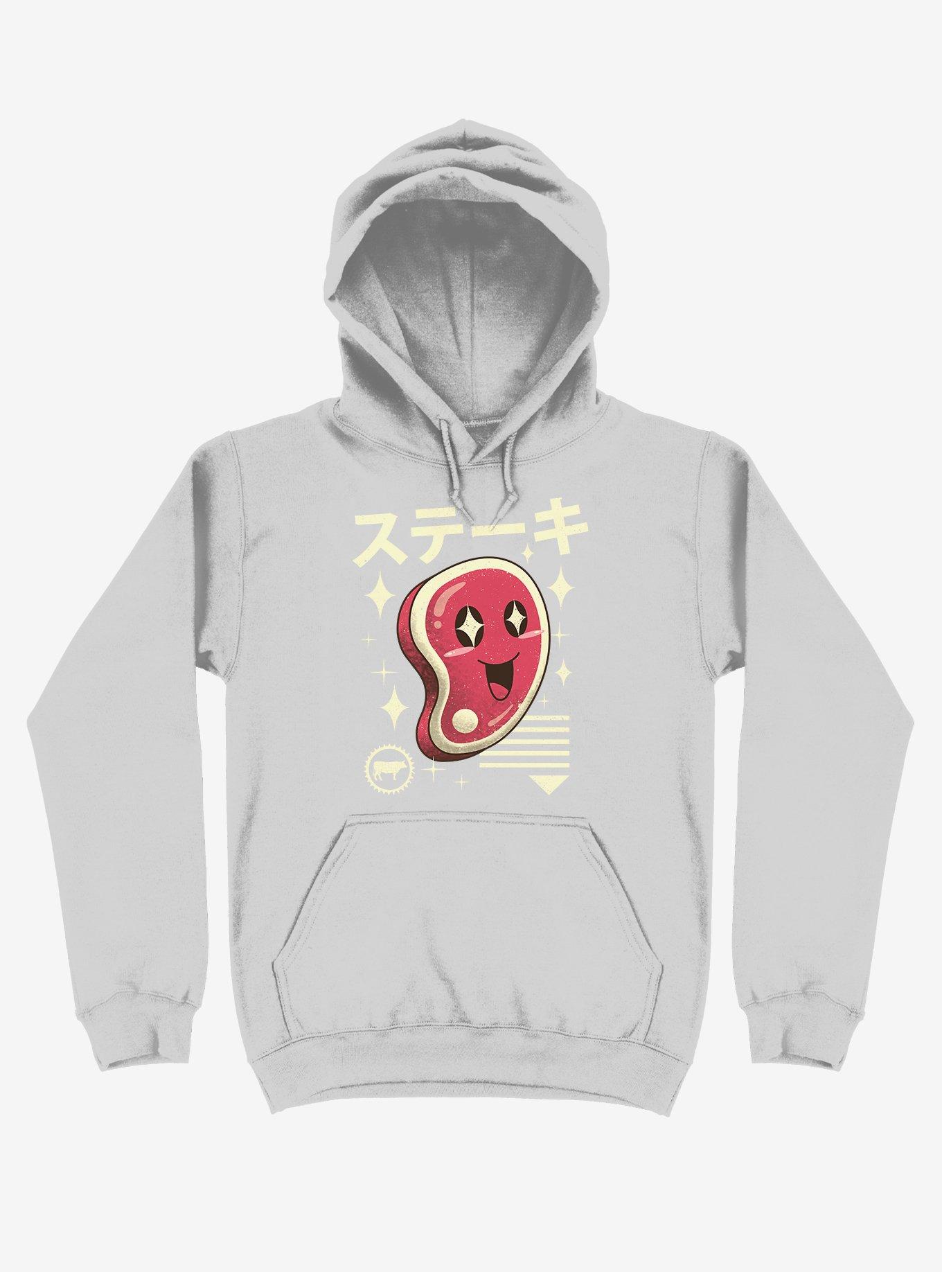 Kawaii Steak Silver Hoodie, SILVER, hi-res