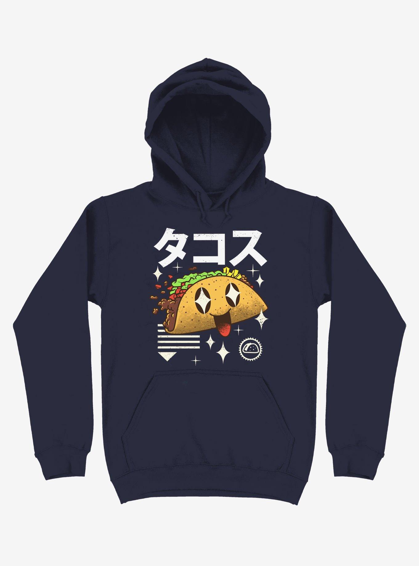 Kawaii Taco Navy Blue Hoodie, NAVY, hi-res