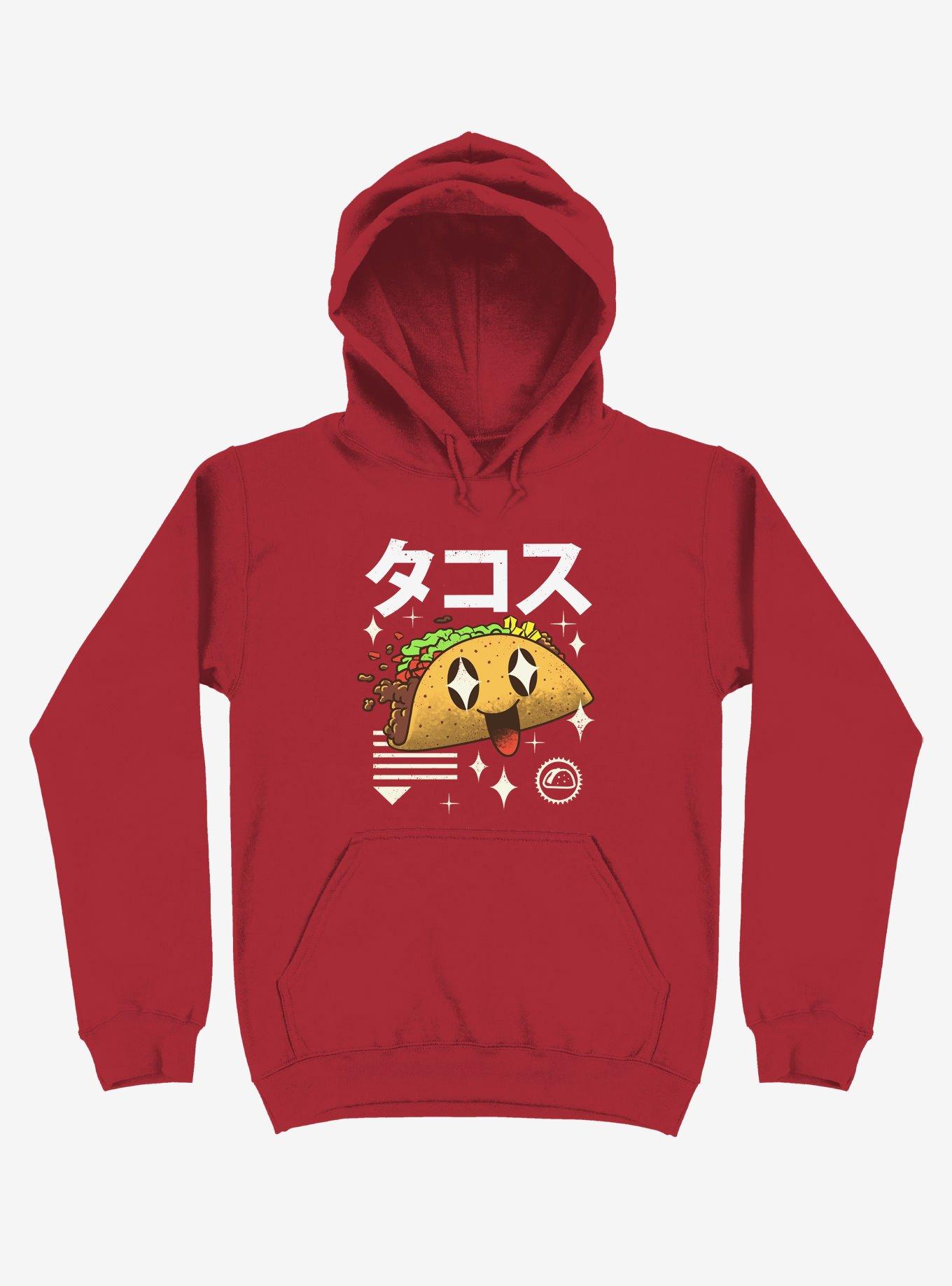 Kawaii Taco Red Hoodie, RED, hi-res