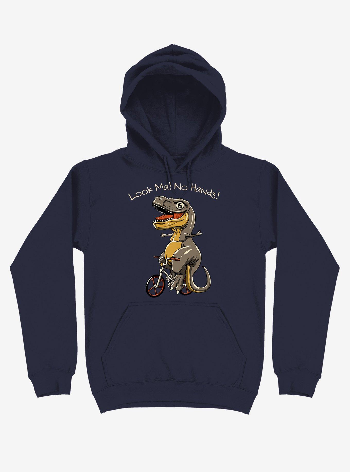 T-Rex Look, Ma! No Hands! Navy Blue Hoodie, , hi-res