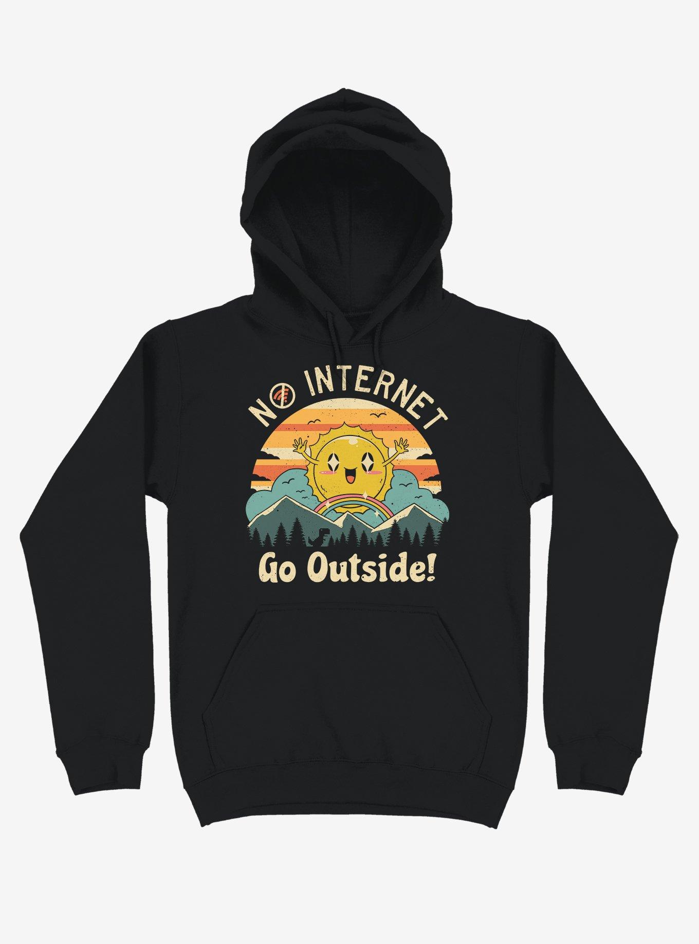 No Internet Vibes! Sunshine Black Hoodie, BLACK, hi-res