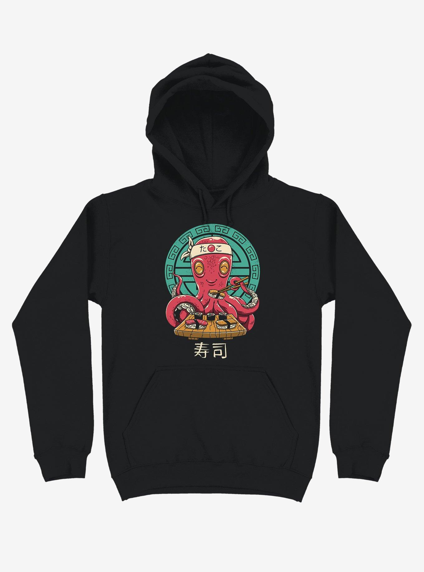 Octopus Sushi Bar Black Hoodie, BLACK, hi-res
