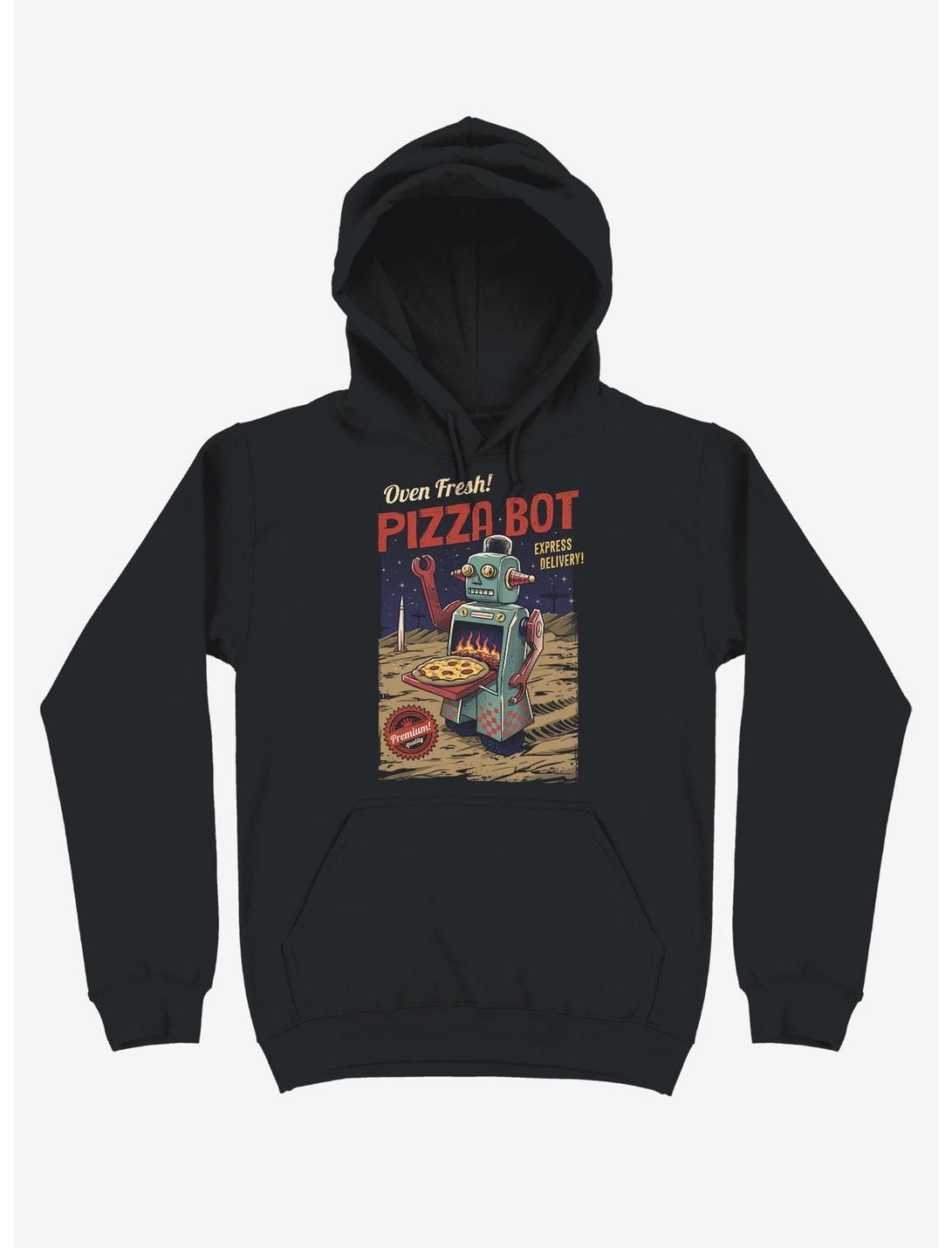Pizza Bot Black Hoodie, BLACK, hi-res