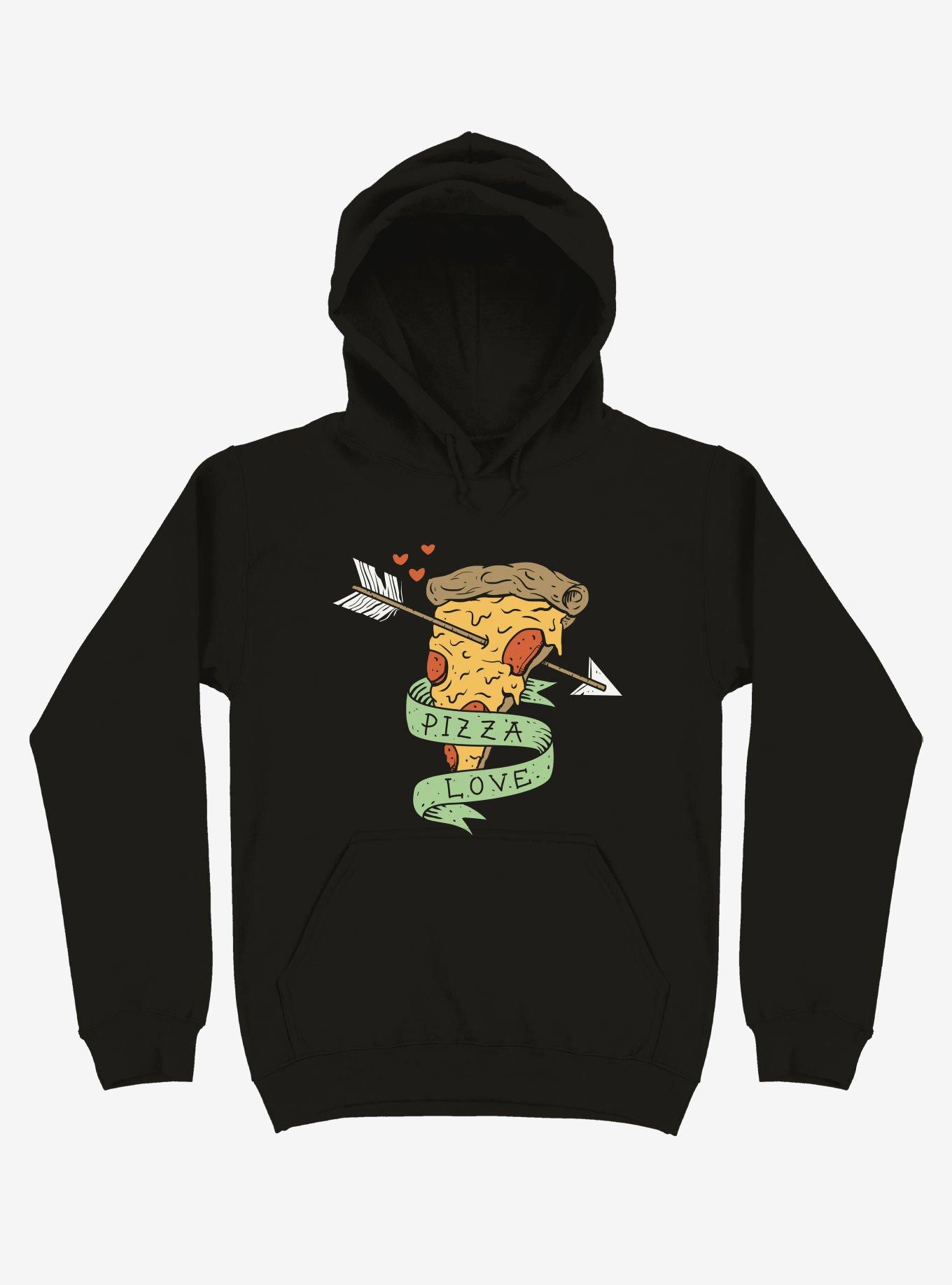 Pizza Love Black Hoodie, , hi-res