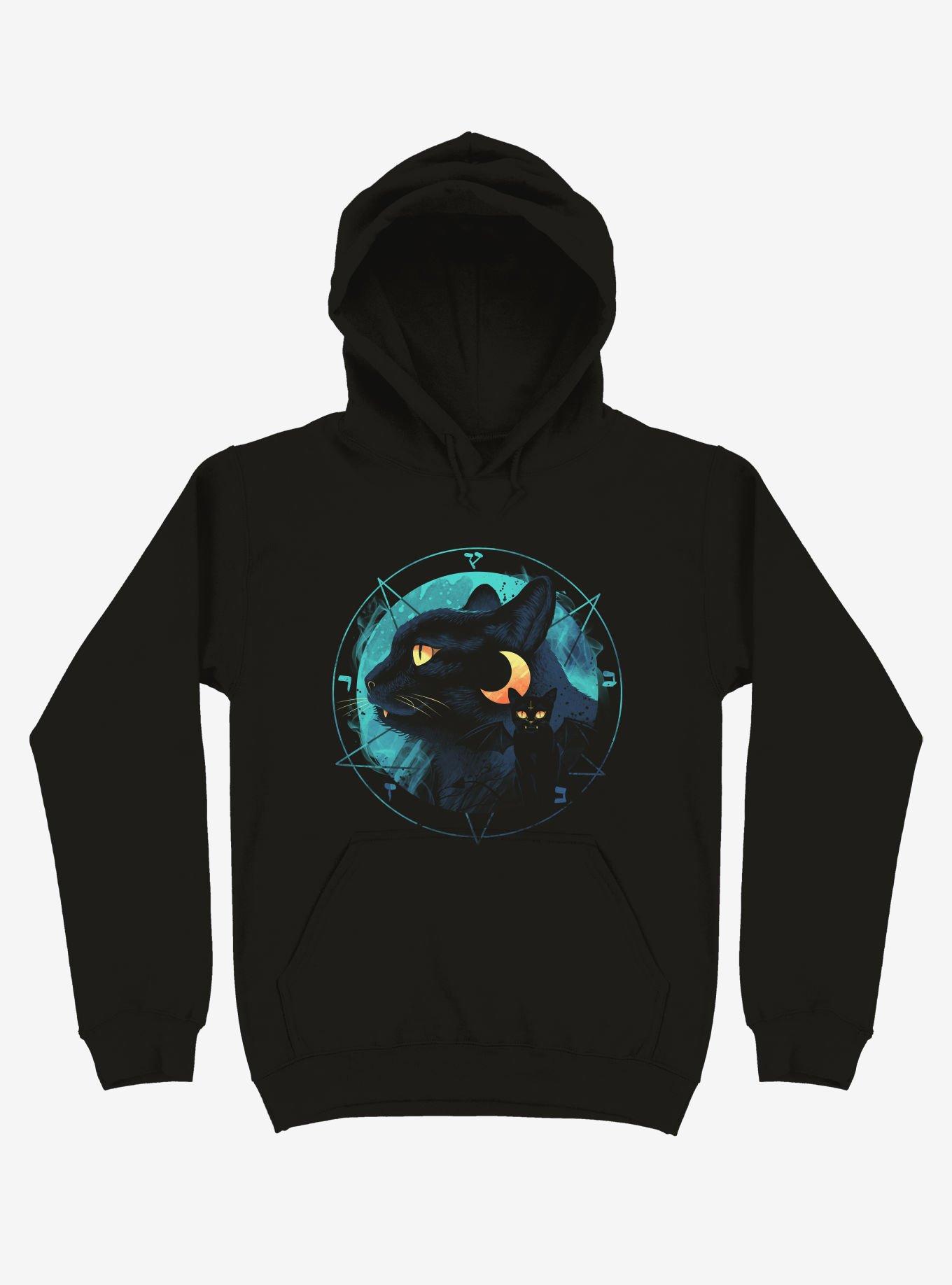 Puss The Evil Cat Black Hoodie, BLACK, hi-res