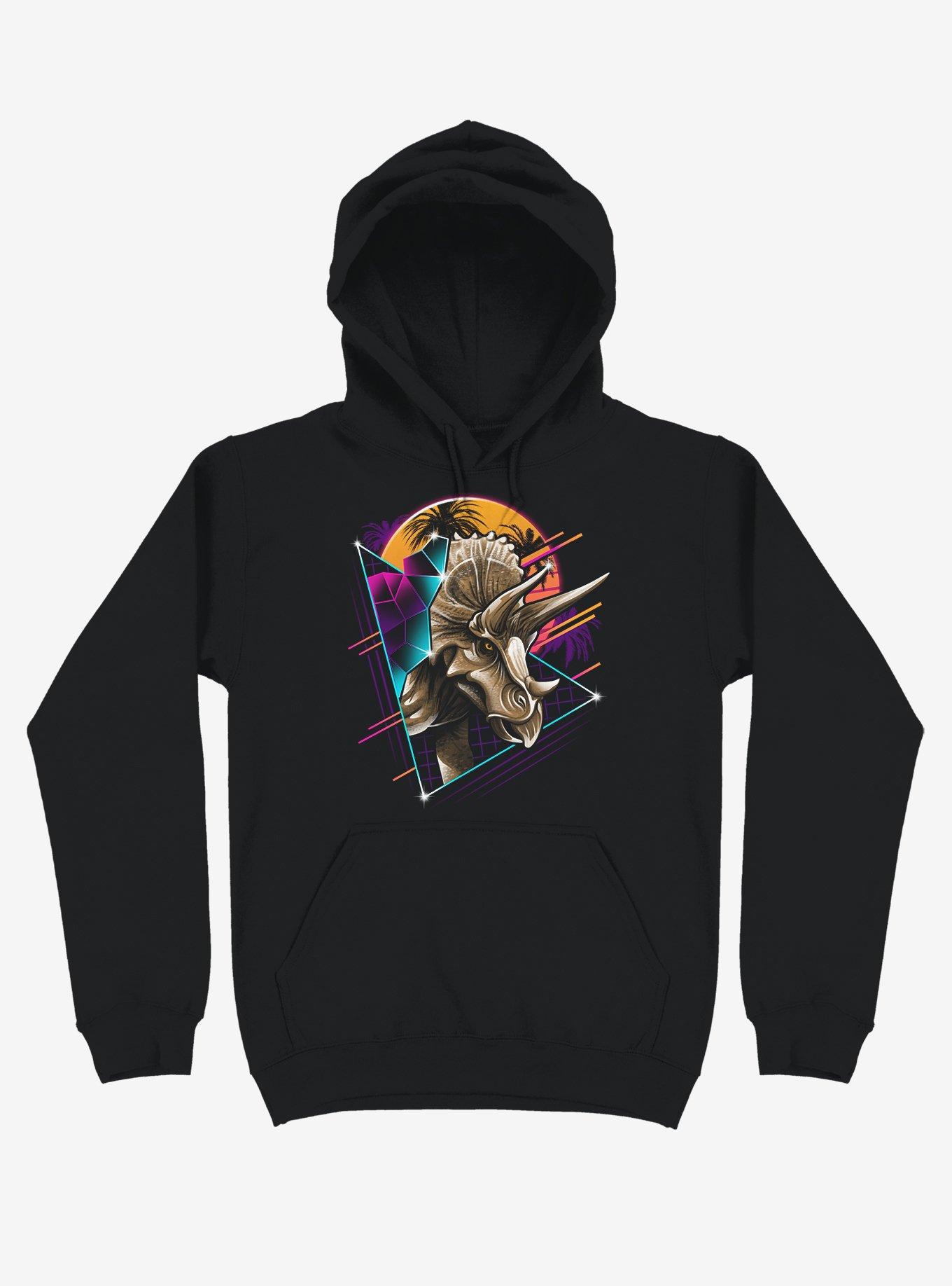 Rad Triceratops Black Hoodie, , hi-res