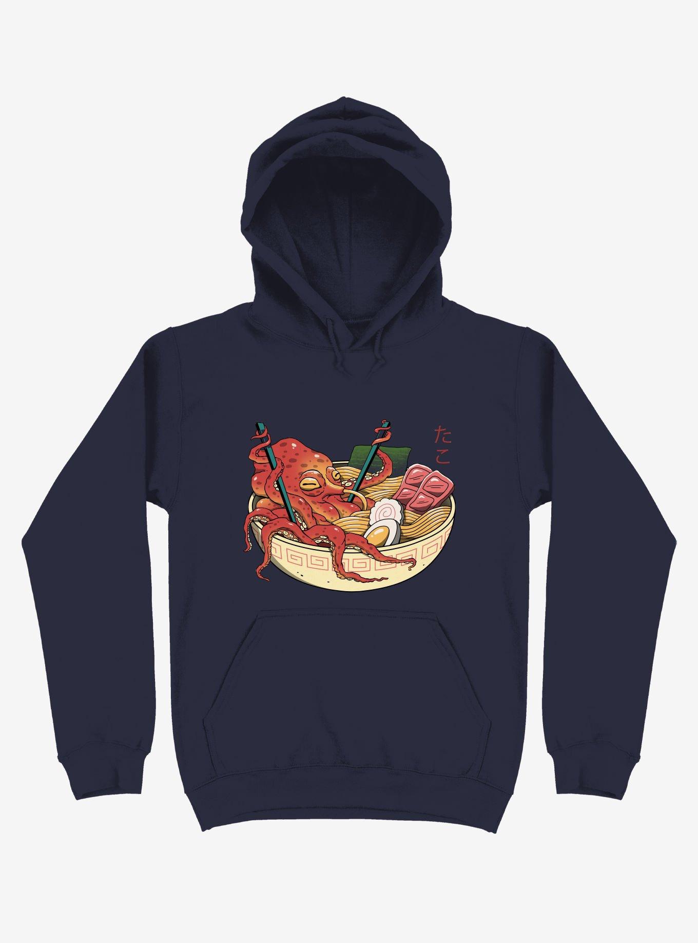 Tako Octopus Ramen Navy Blue Hoodie, NAVY, hi-res