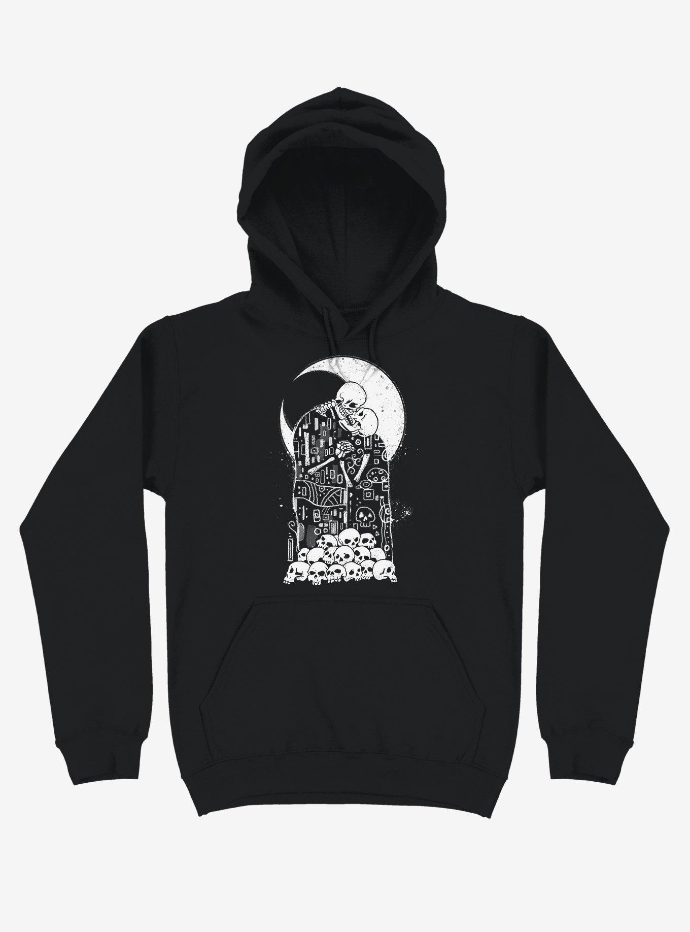 The Kiss Of Death Skull Black Hoodie, BLACK, hi-res