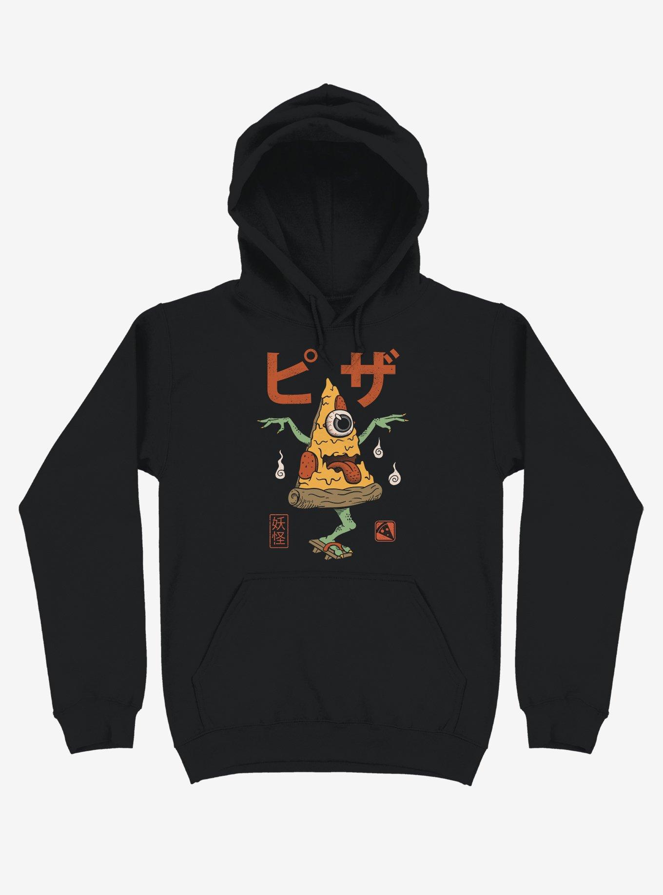 Yokai Pizza Black Hoodie, BLACK, hi-res