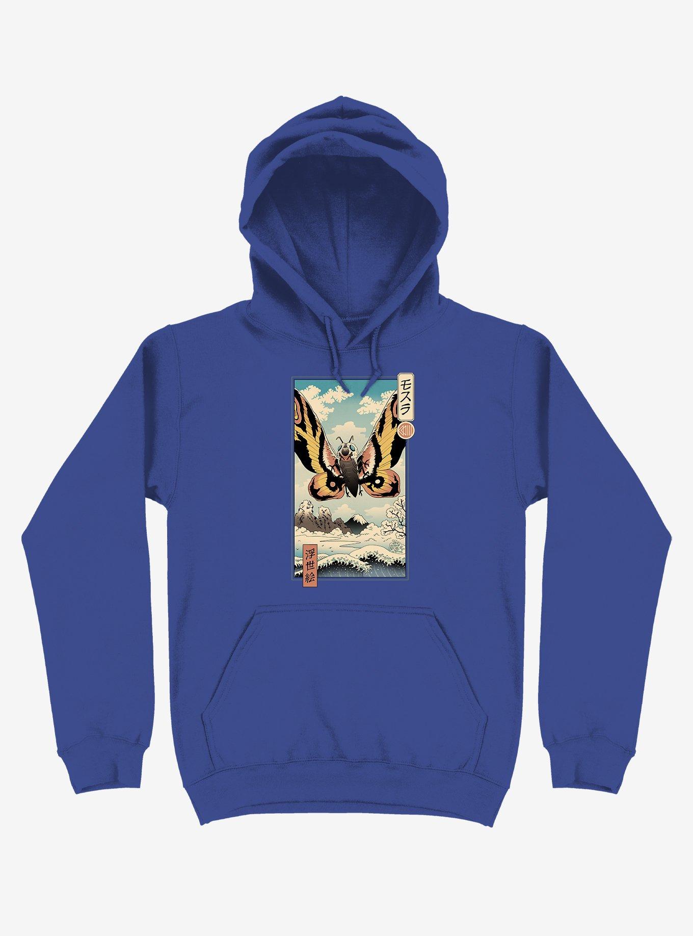Ancient Moth Ukiyo-e Royal Blue Hoodie, ROYAL, hi-res