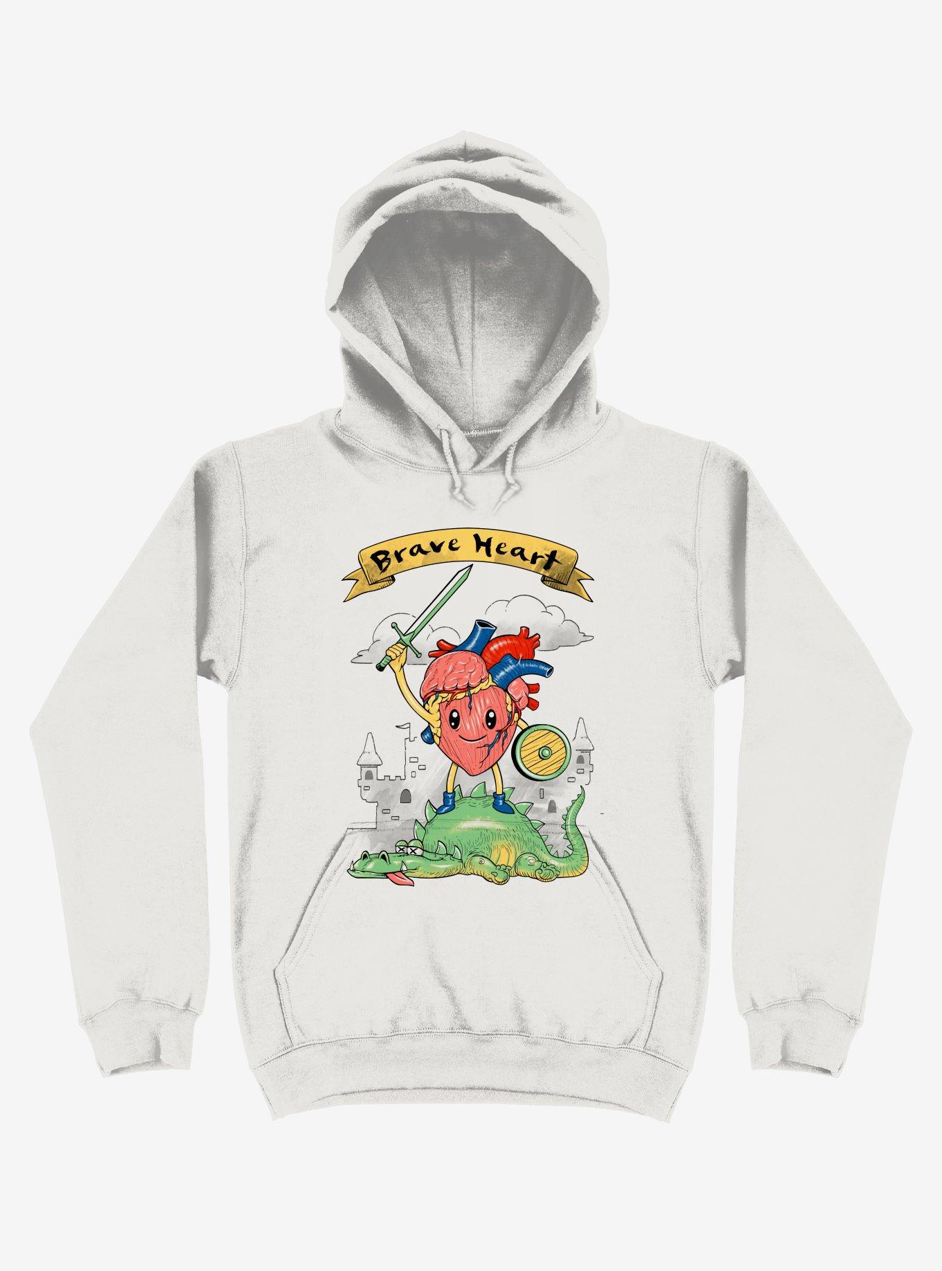 Brave Heart Knight White Hoodie, WHITE, hi-res