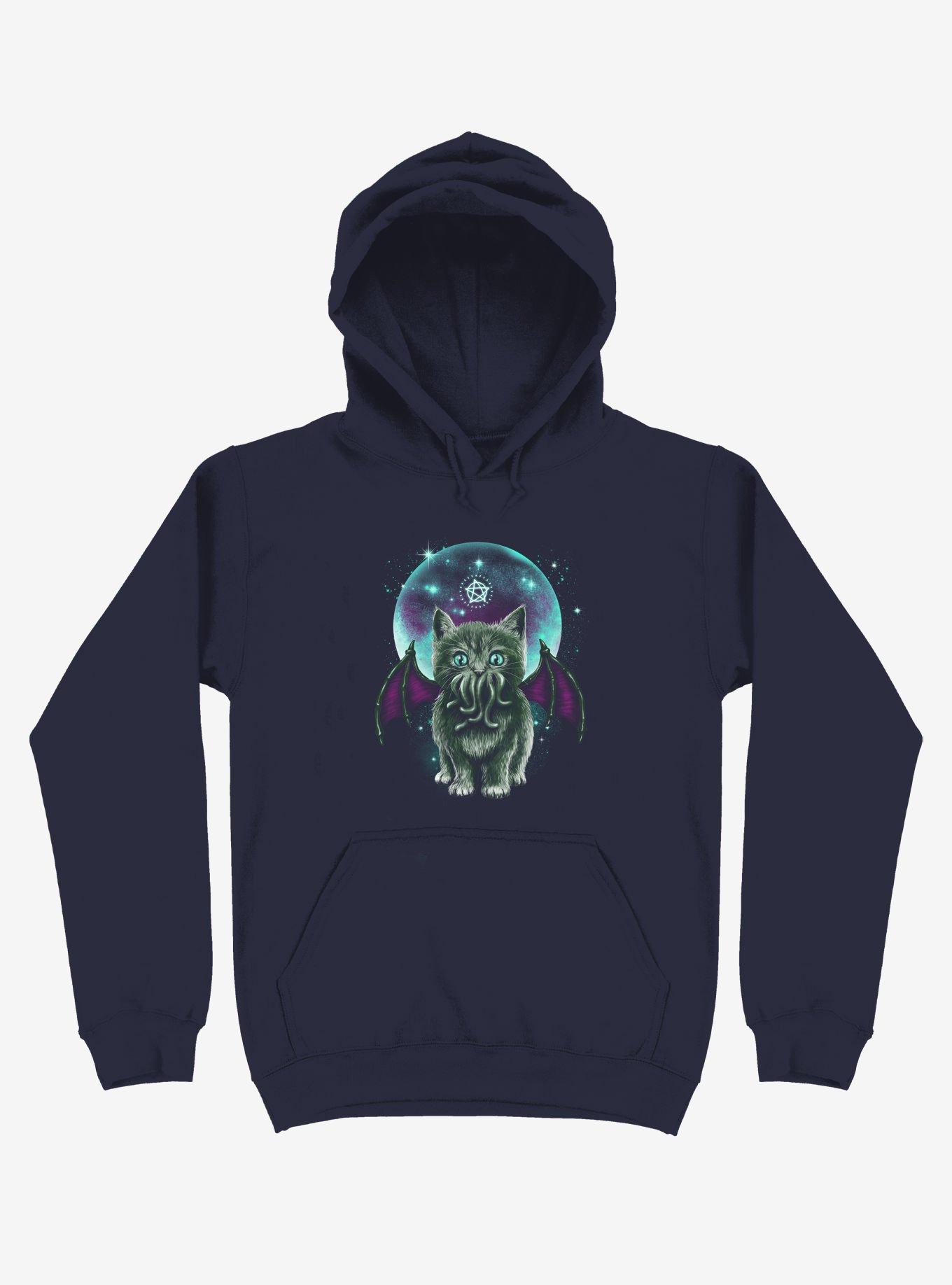 Cosmic Purrrcraft Navy Blue Hoodie, , hi-res