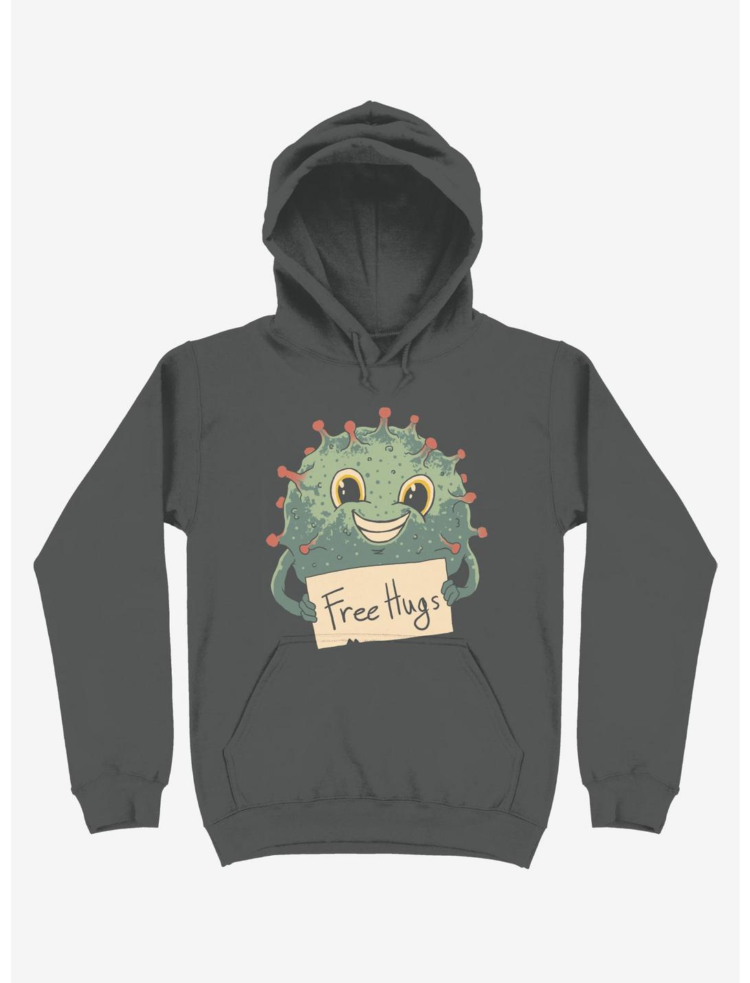 Free Virus Hugs Asphalt Grey Hoodie, ASPHALT, hi-res