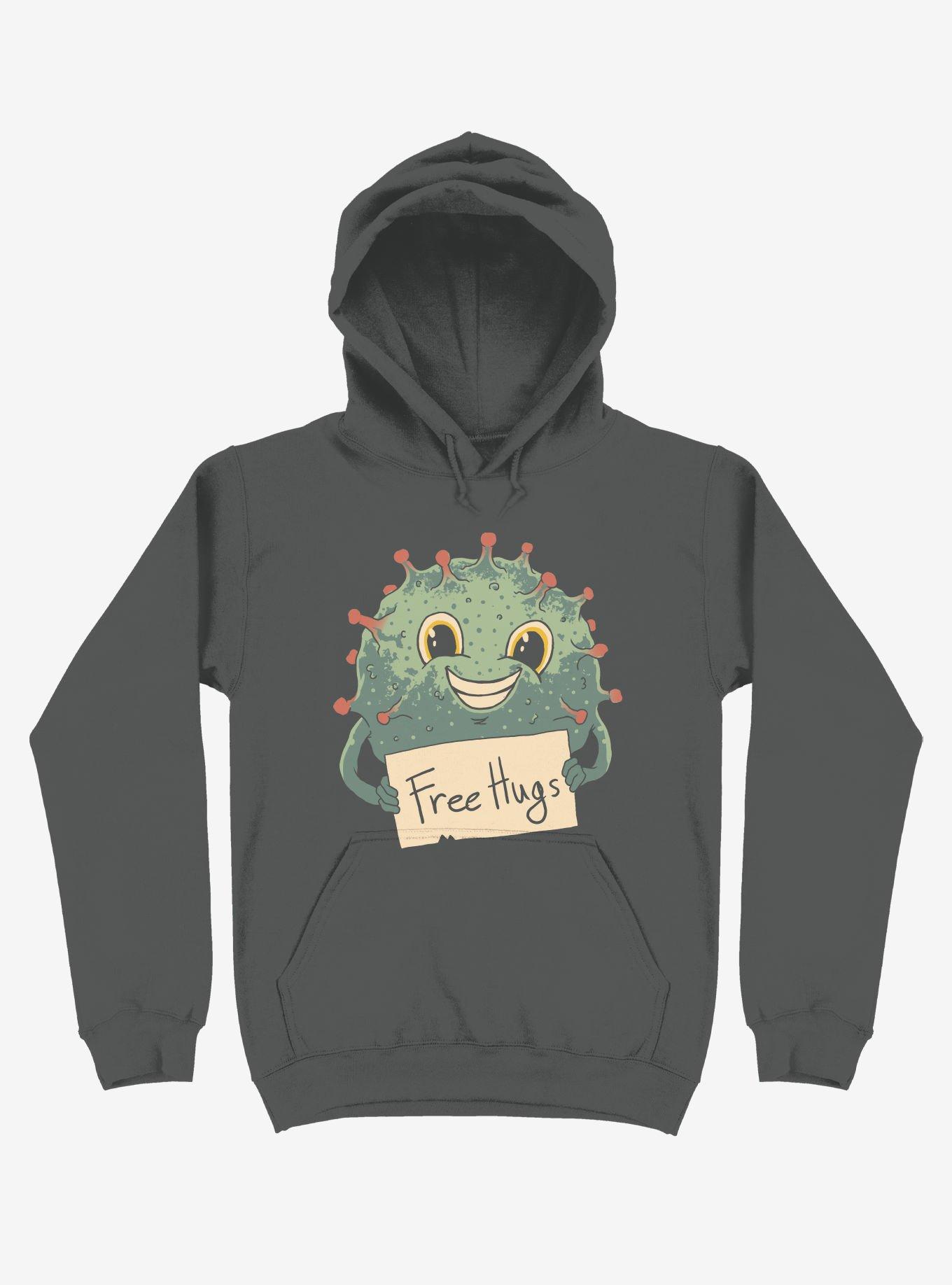 Free Virus Hugs Asphalt Grey Hoodie, ASPHALT, hi-res