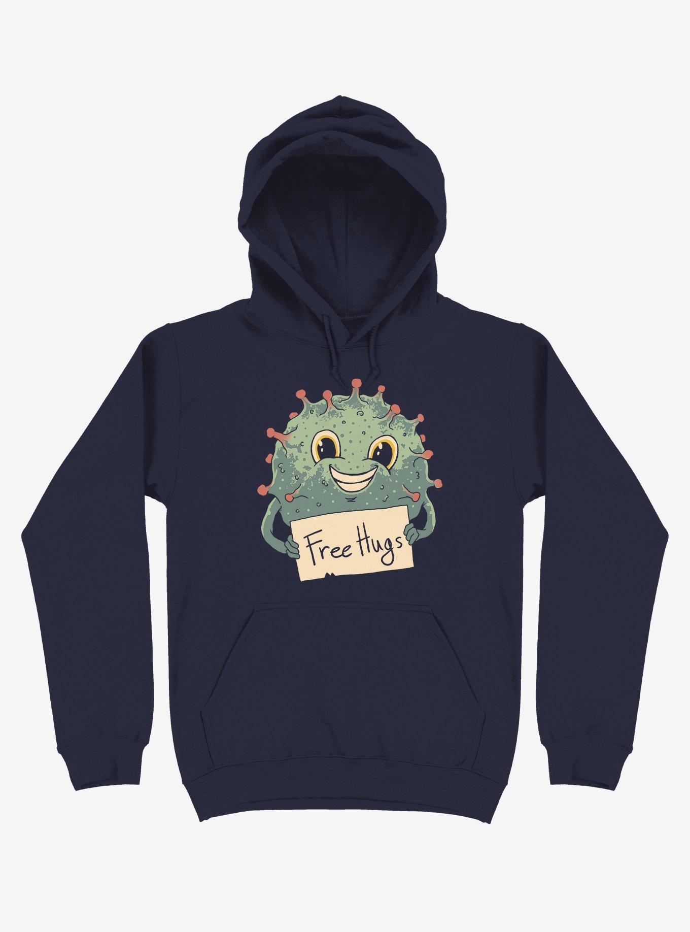 Free Virus Hugs Navy Blue Hoodie, NAVY, hi-res