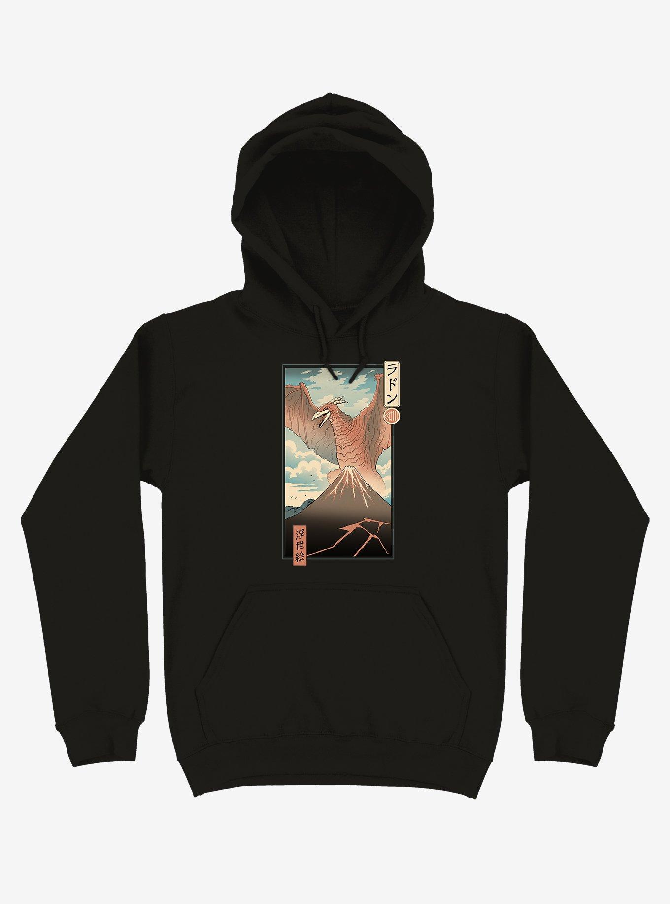 Irradiated Kaiju Ukiyo-e Black Hoodie, , hi-res