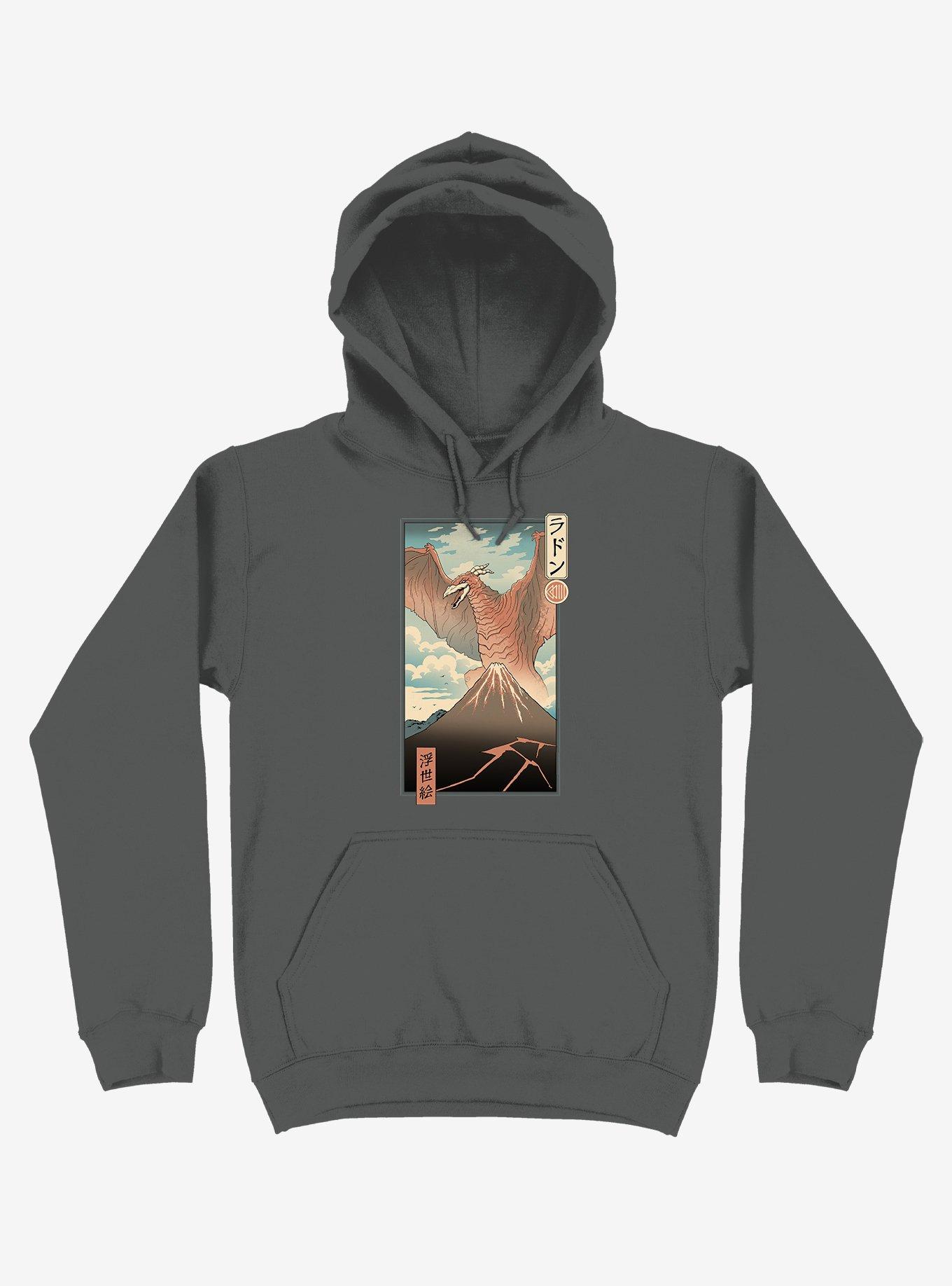 Irradiated Kaiju Ukiyo-e Asphalt Grey Hoodie, ASPHALT, hi-res