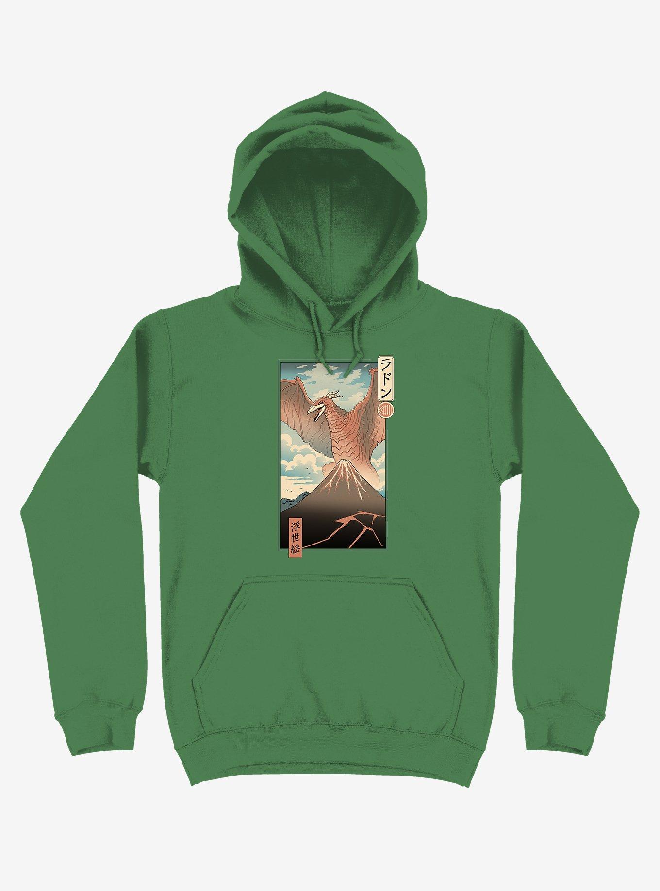 Irradiated Kaiju Ukiyo-e Kelly Green Hoodie, , hi-res