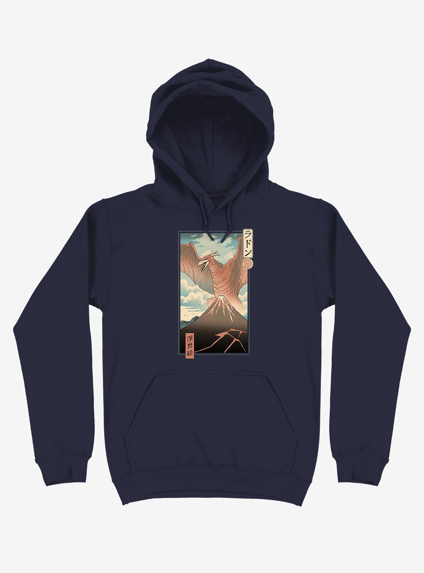 Irradiated Kaiju Ukiyo-e Navy Blue Hoodie, , hi-res