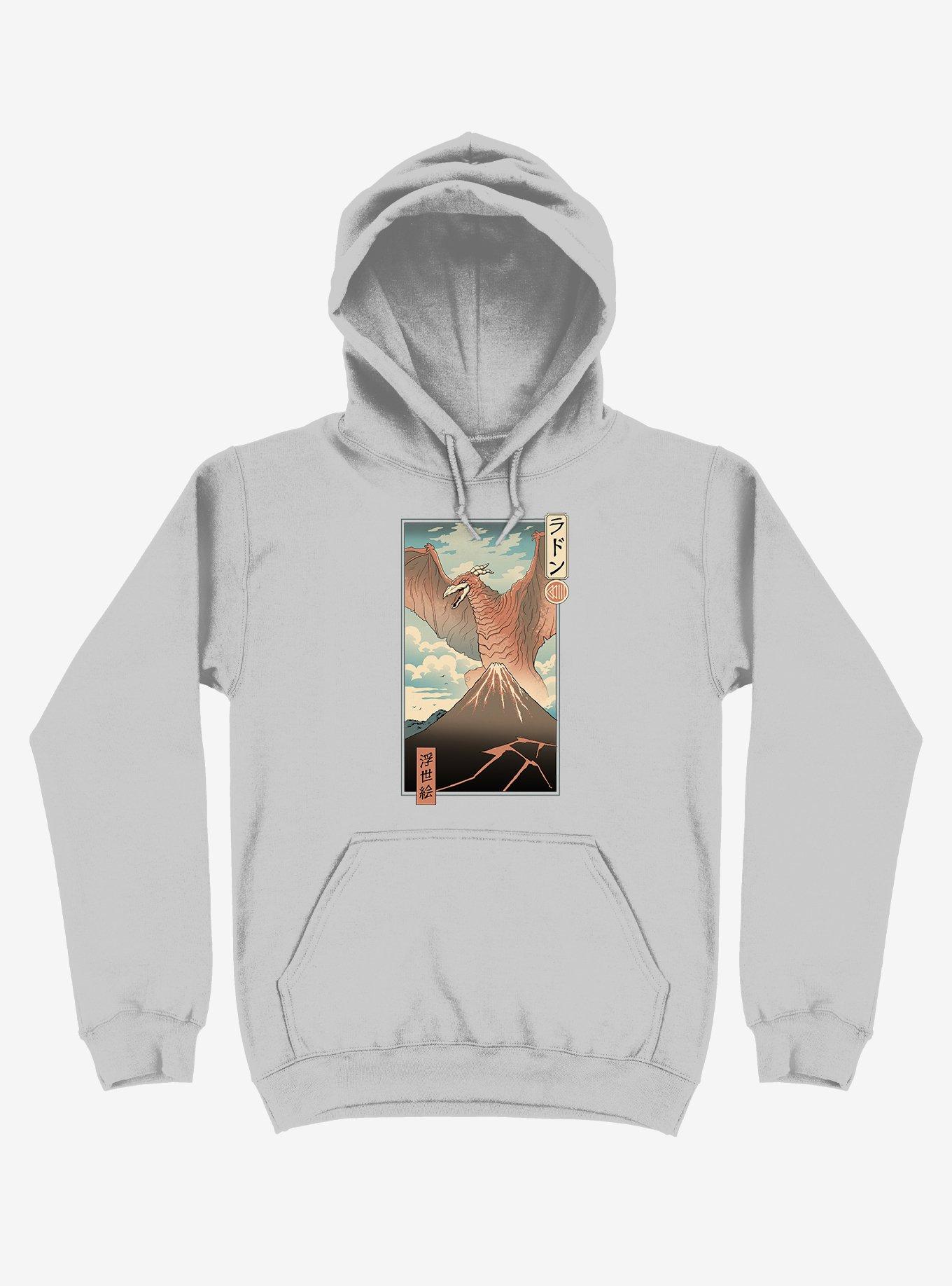 Irradiated Kaiju Ukiyo-e Silver Hoodie, SILVER, hi-res