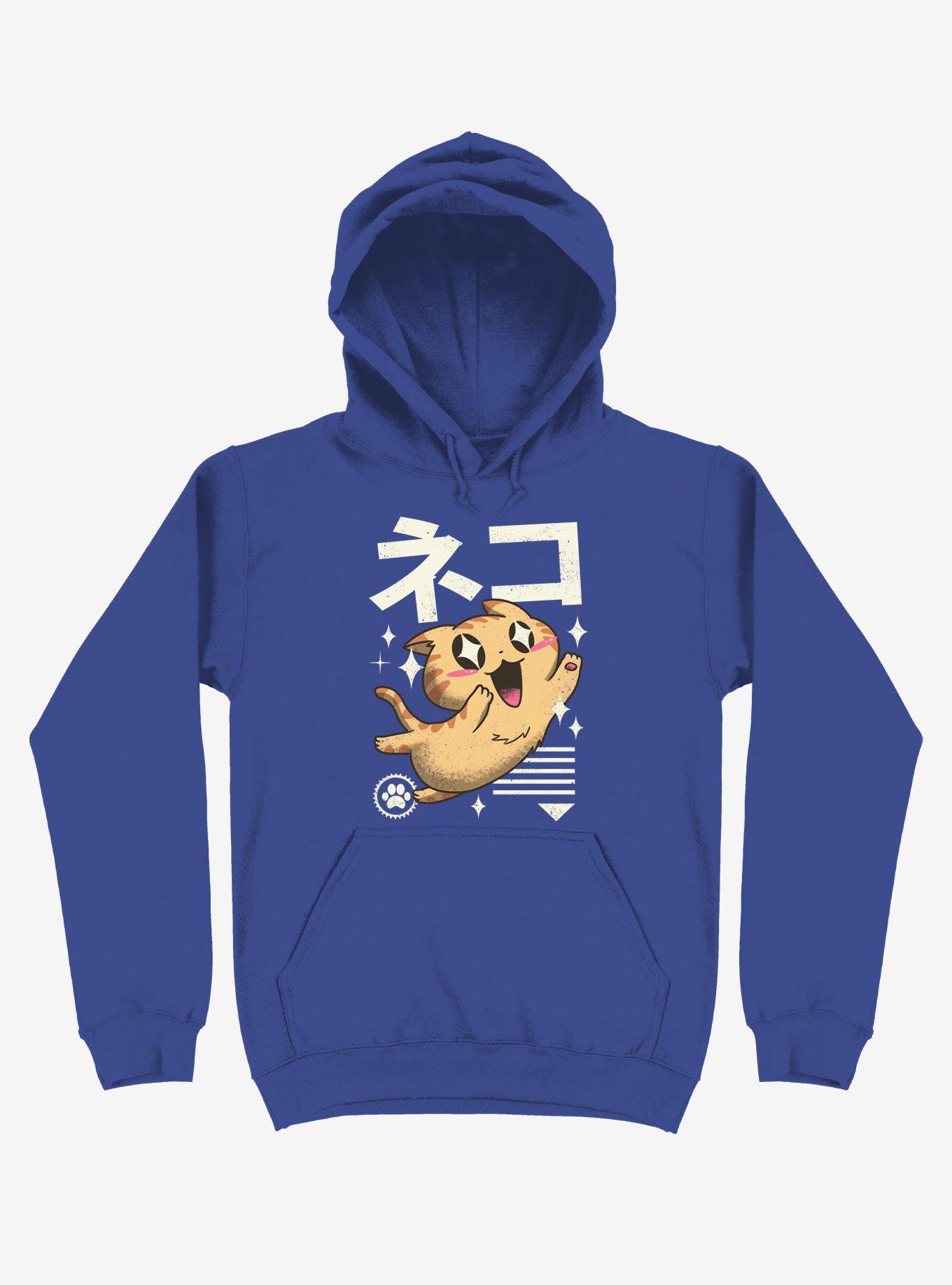 Kawaii Feline Royal Blue Hoodie, ROYAL, hi-res