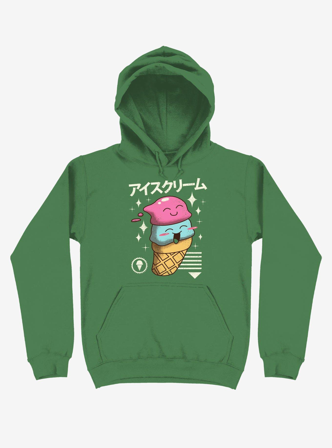 Kawaii Ice Cream Kelly Green Hoodie, , hi-res