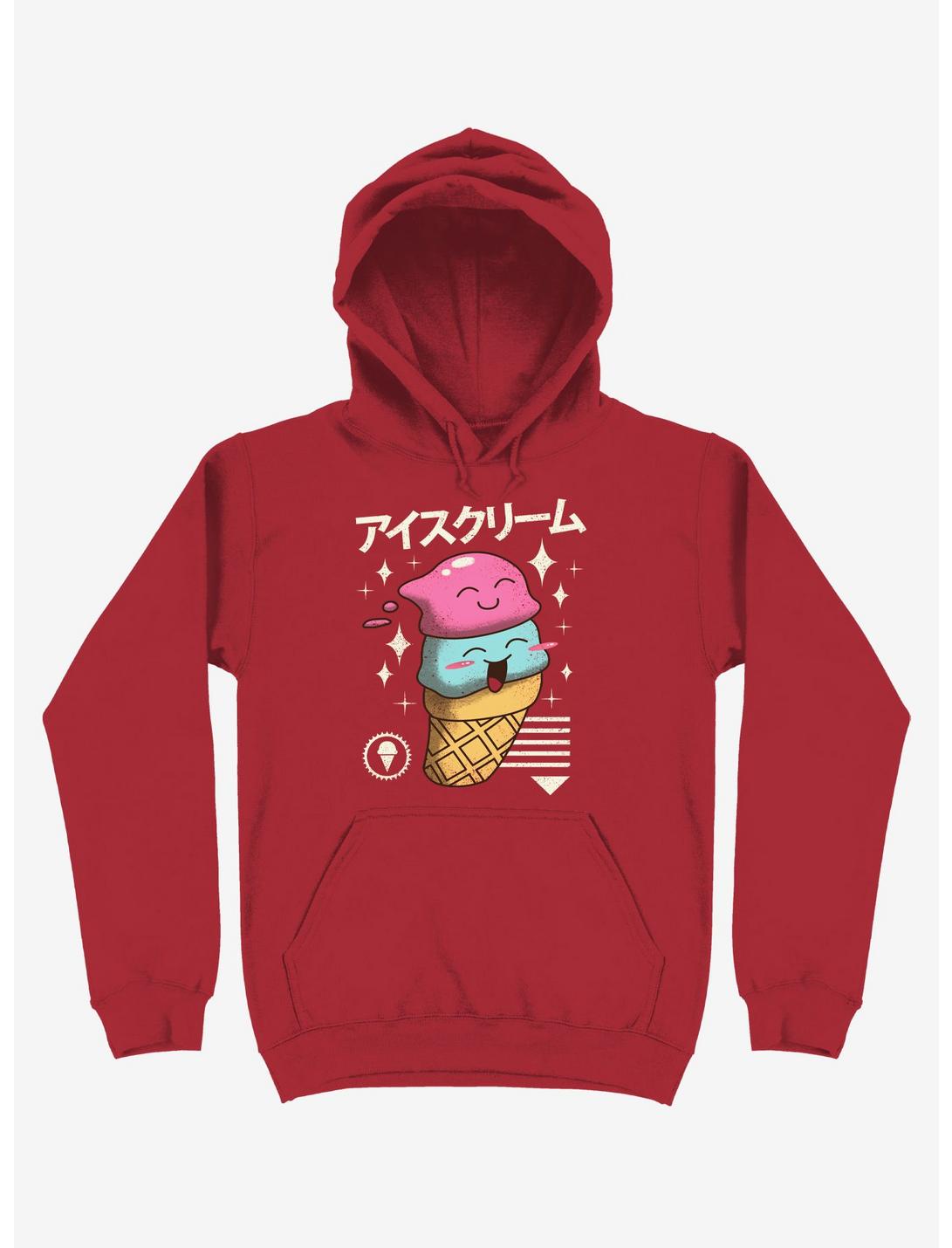 Kawaii Ice Cream Red Hoodie, RED, hi-res