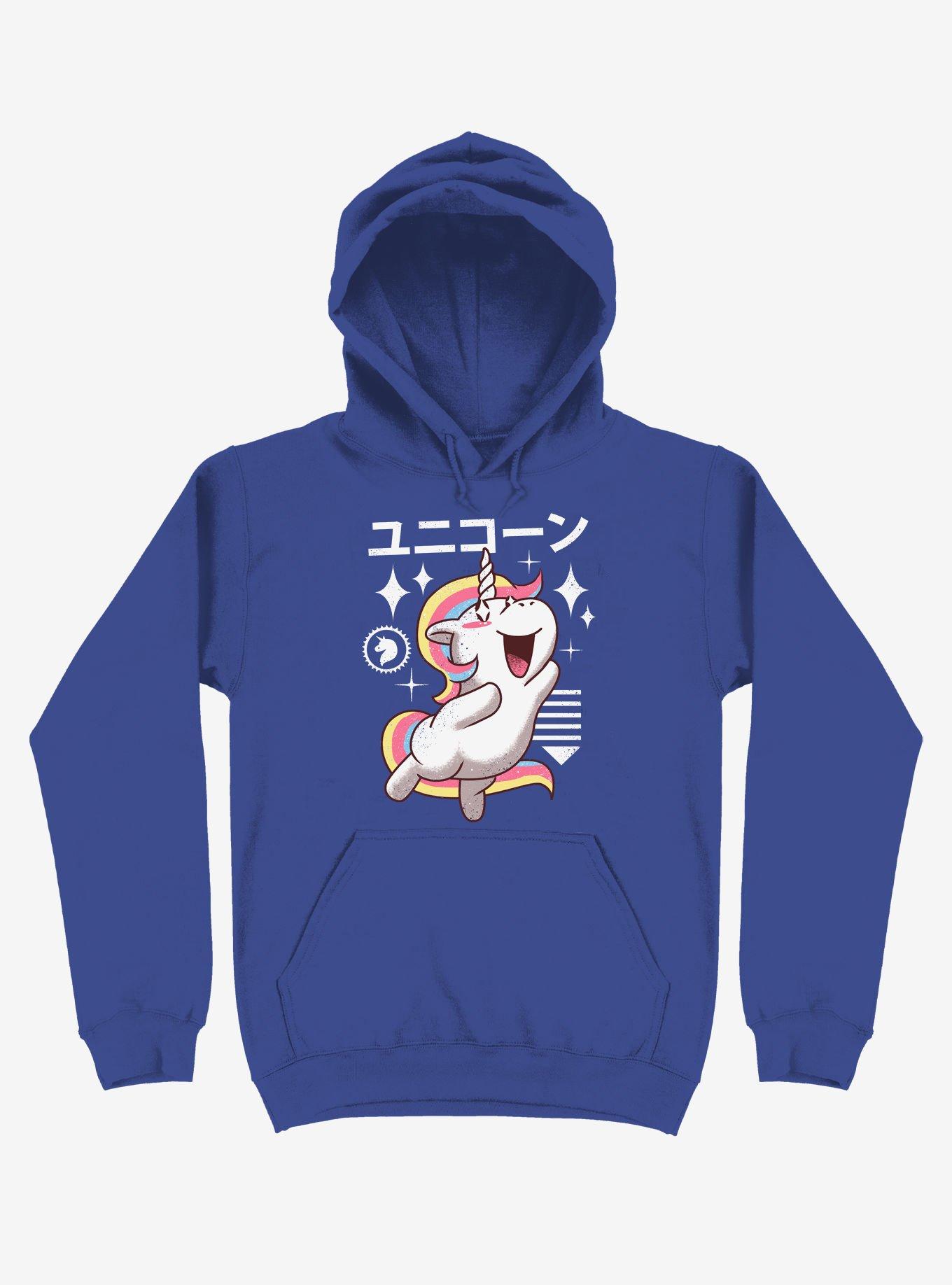 Kawaii Unicorn Royal Blue Hoodie, , hi-res