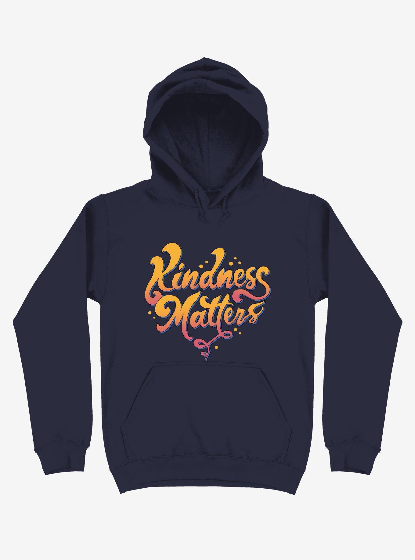 Kindness Matters Navy Blue Hoodie, NAVY, hi-res