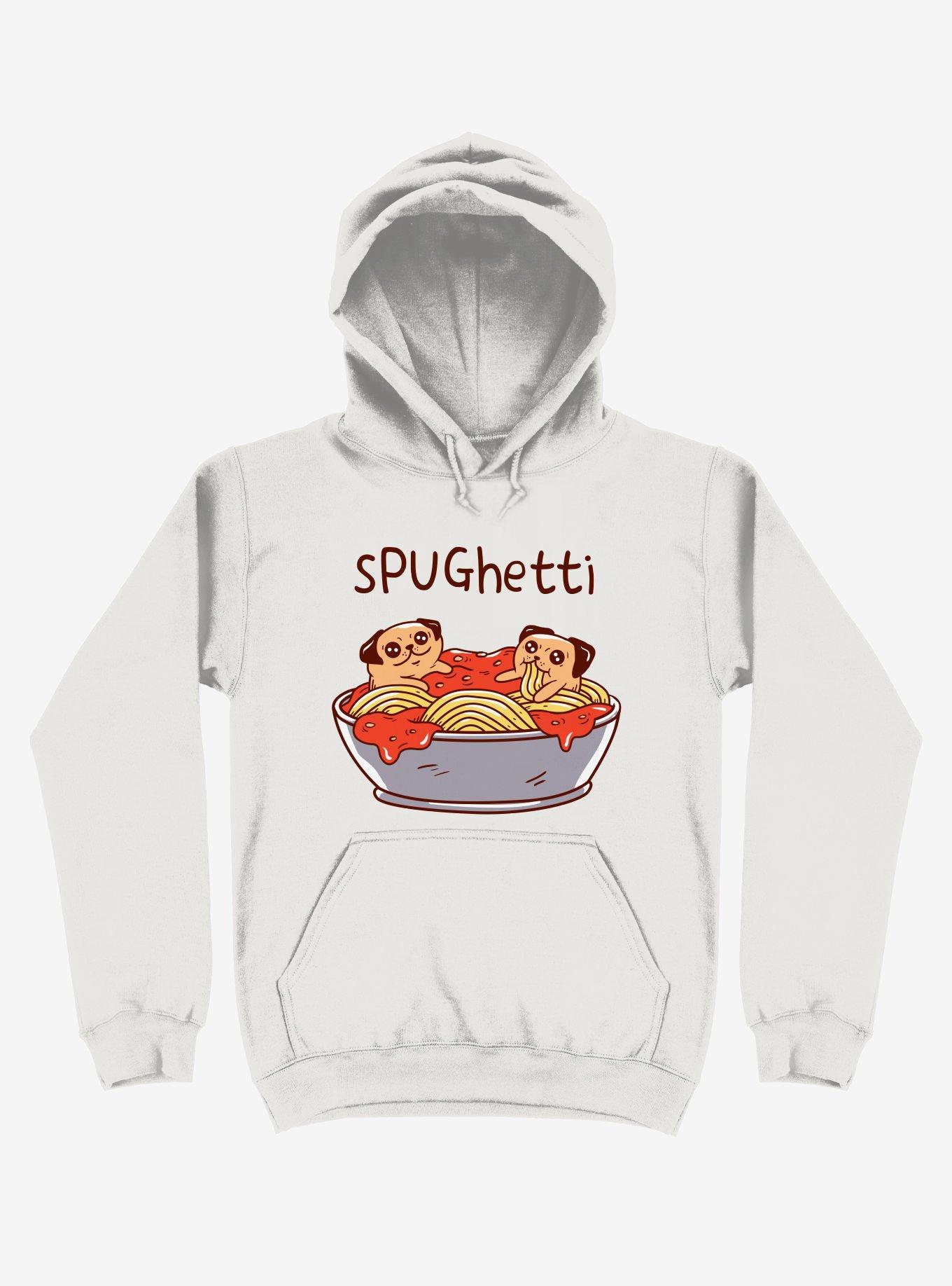 Spughetti Spaghetti Pugs White Hoodie, WHITE, hi-res