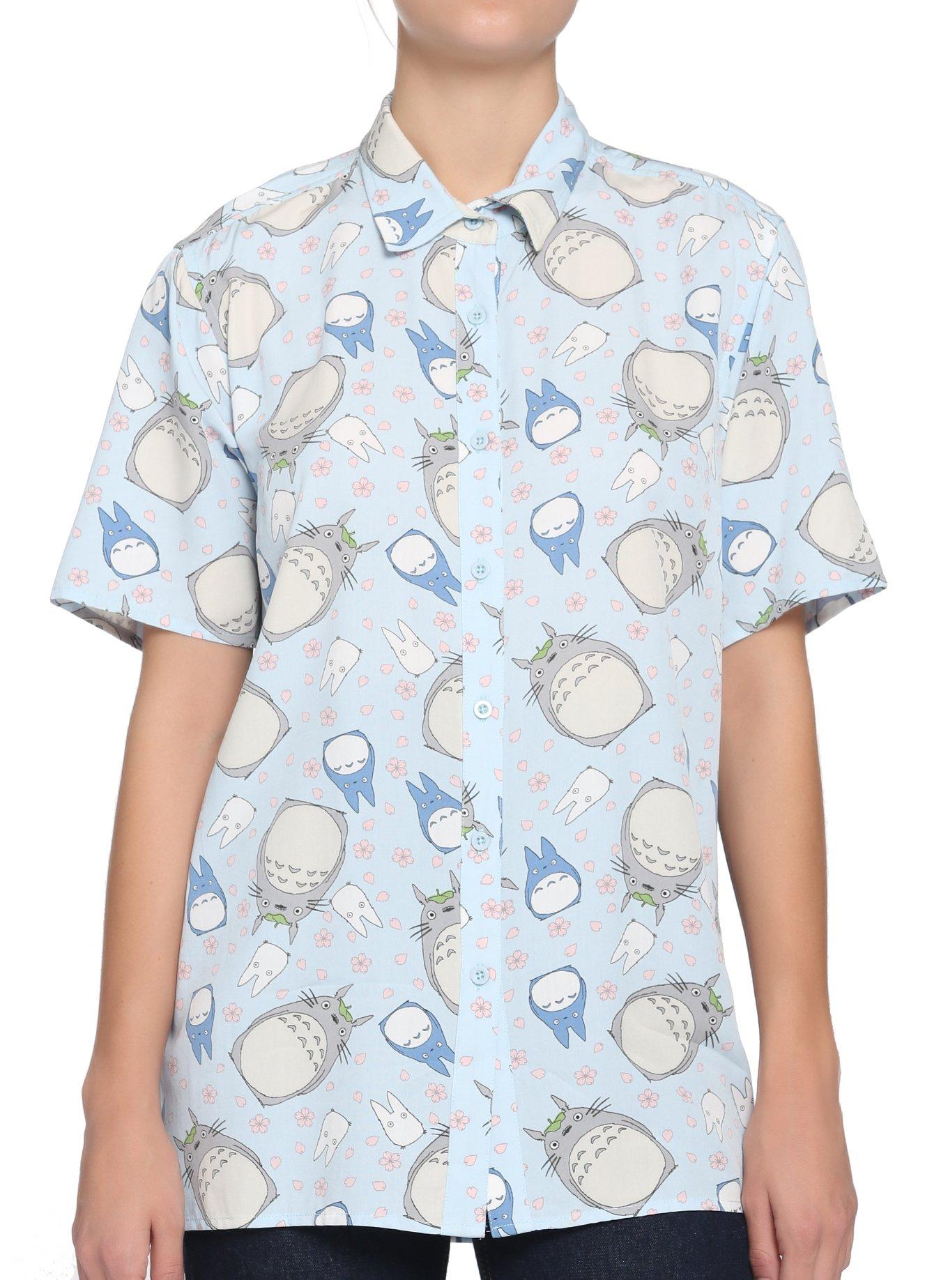Her Universe Studio Ghibli My Neighbor Totoro Light Blue Woven Button-Up, MULTI, hi-res