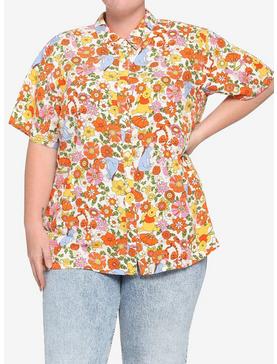 Disney Winnie The Pooh Floral Girls Woven Button-Up Plus Size, , hi-res