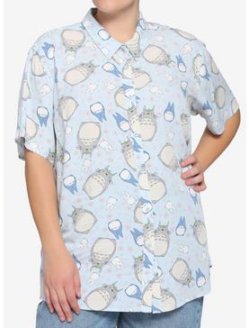 Her Universe Studio Ghibli My Neighbor Totoro Light Blue Woven Button-Up Plus Size, , hi-res