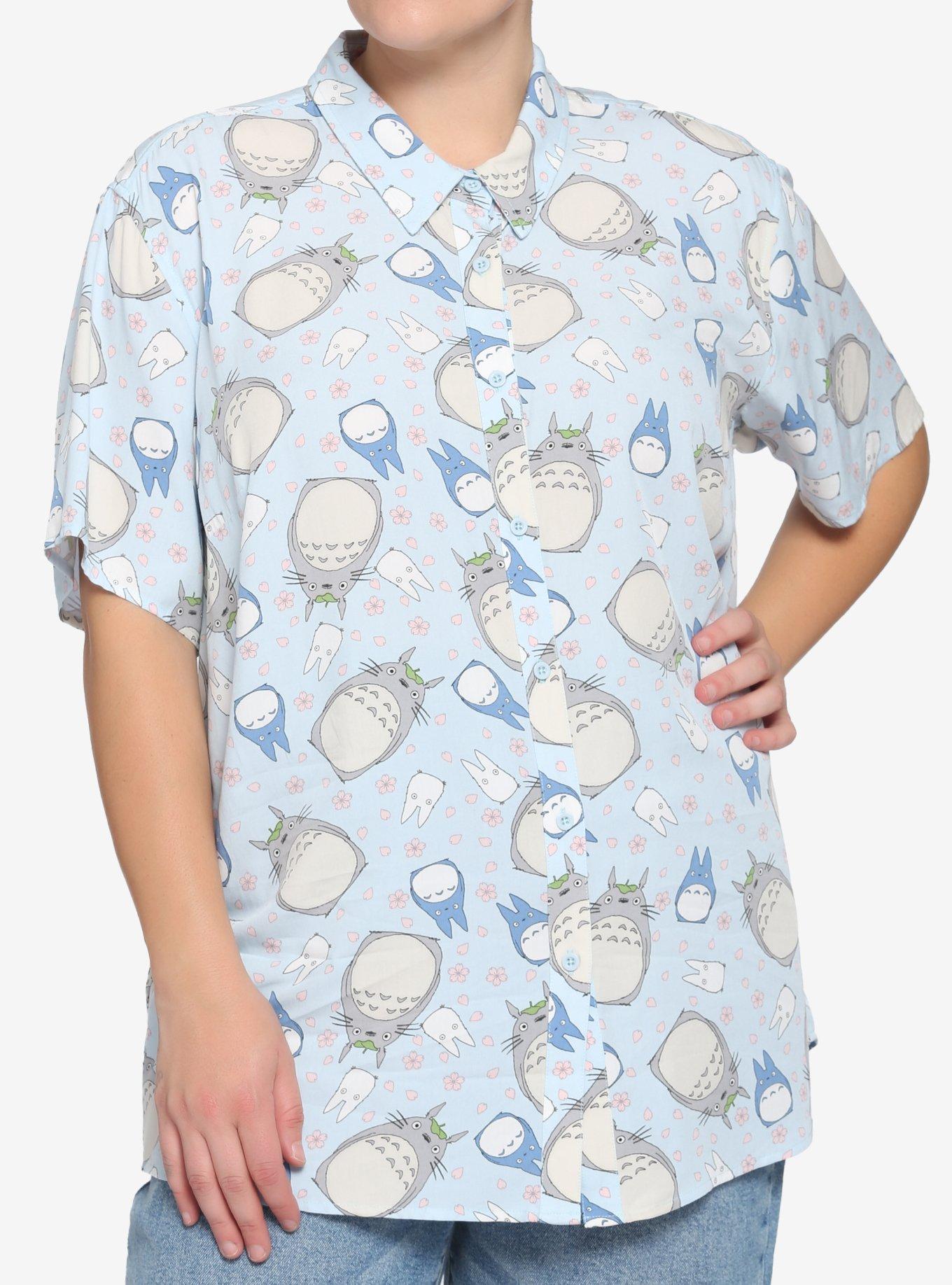 Studio Ghibli My Neighbor Totoro Light Blue Girls Woven Button-Up Plus Size, MULTI, hi-res