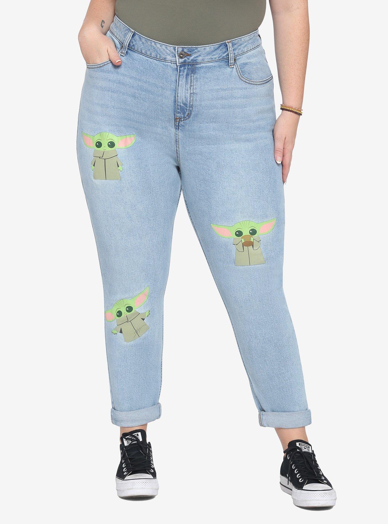 Her Universe Star Wars The Mandalorian The Child Mom Jeans Plus Size, MULTI, hi-res
