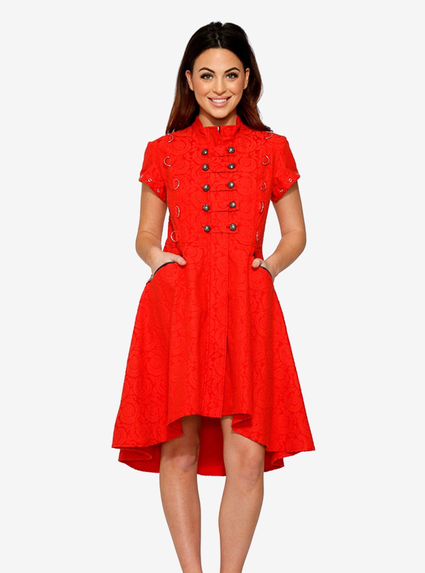 Red Jacquard Hi Lo Dress, RED, hi-res