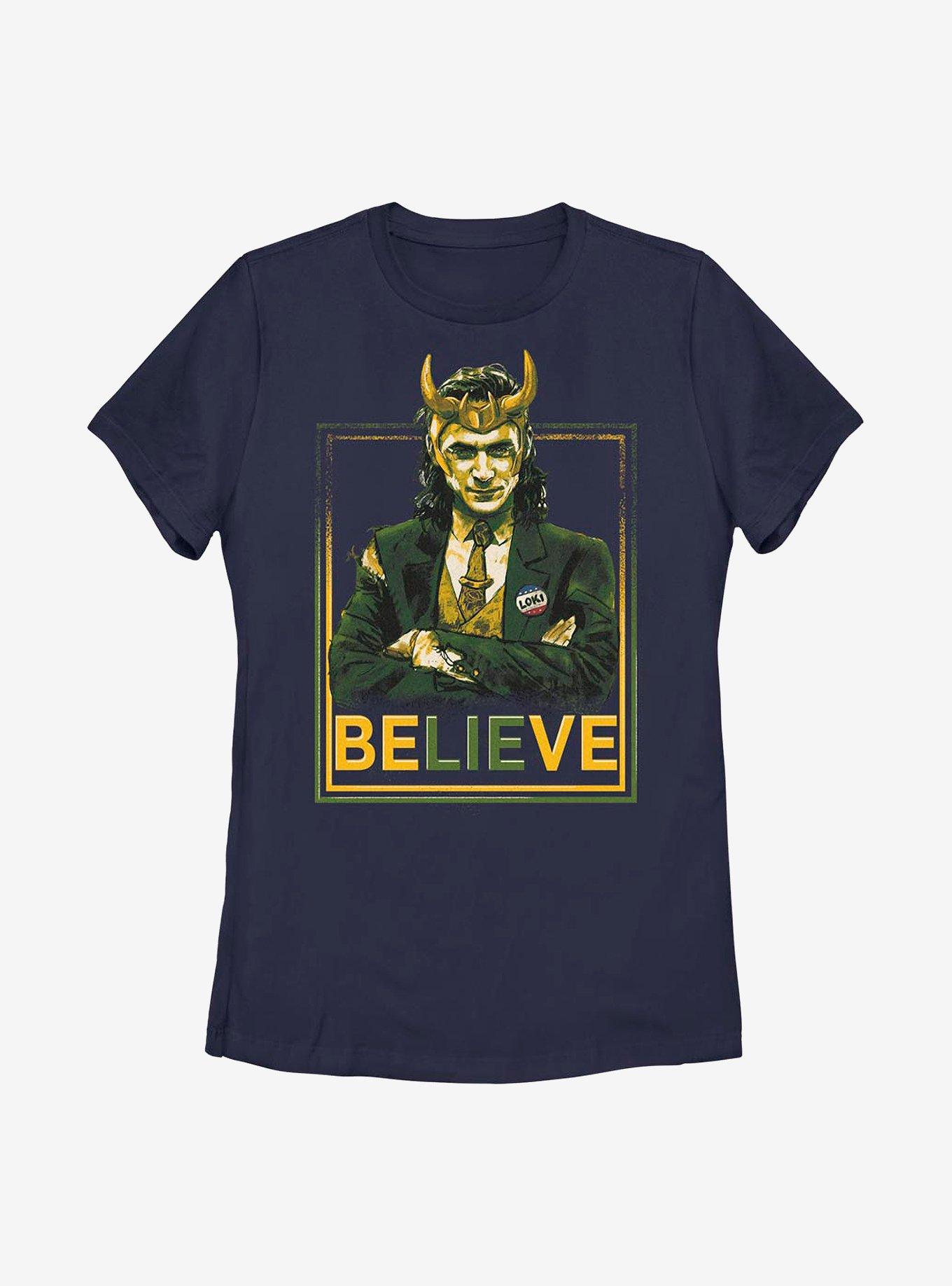Marvel Loki Believe Political Motive Womens T-Shirt, , hi-res
