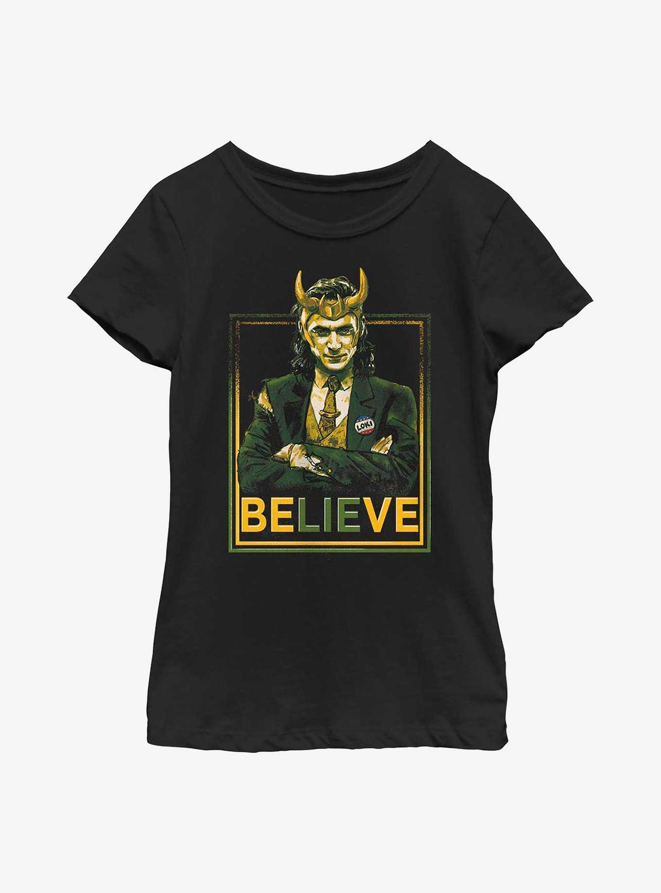 Marvel Loki Believe Political Motive Youth Girls T-Shirt, , hi-res